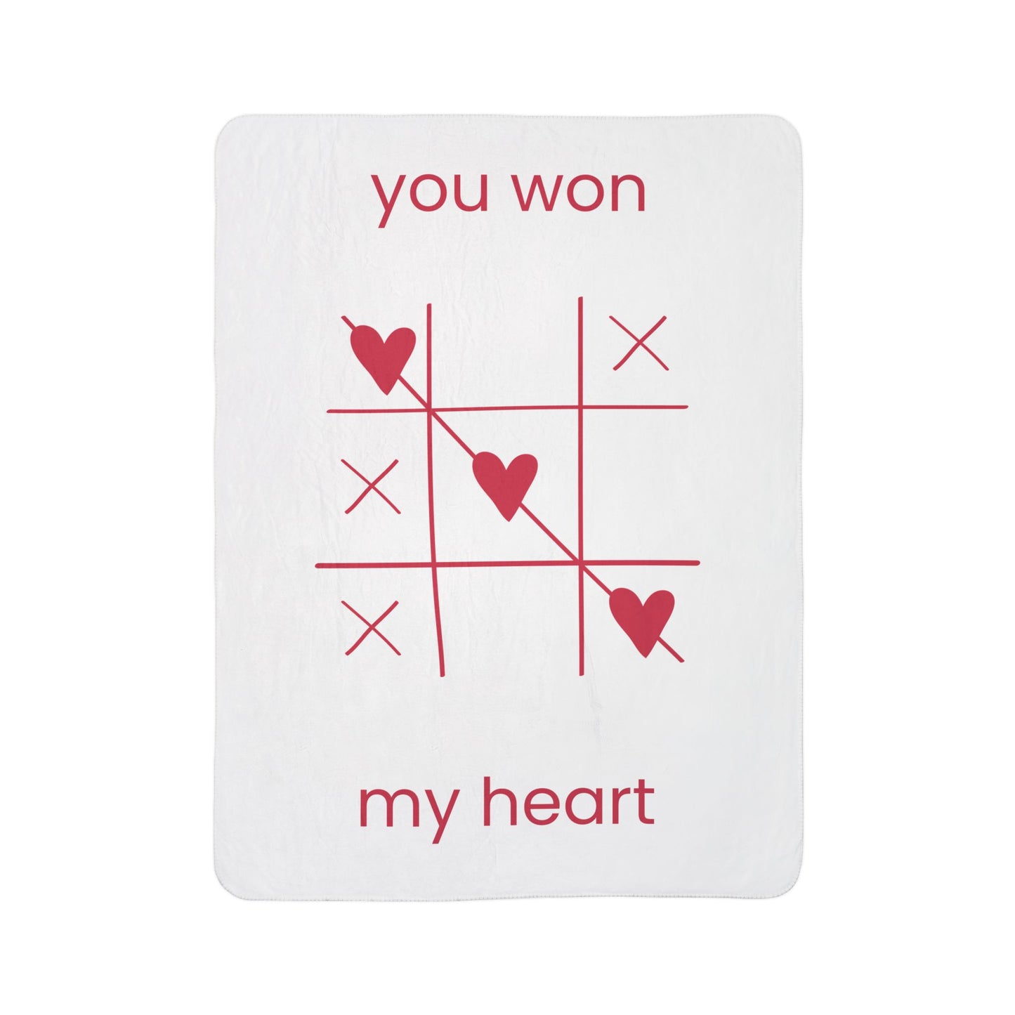 Fleece Sherpa Blanket — "You Won My Heart" Tic-Tac-Toe Valentine Throw