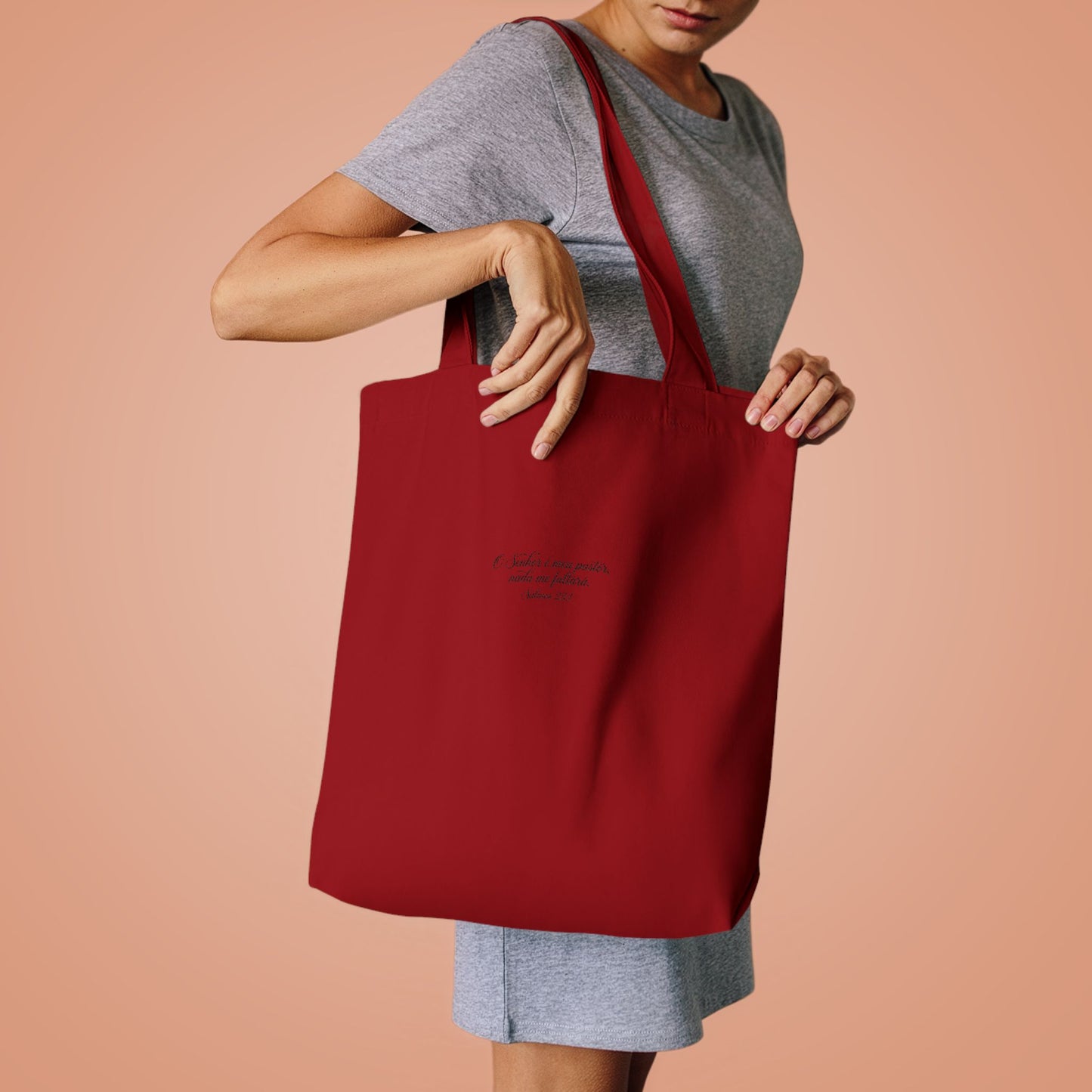 Bolsa Tote de Algodão Preto — “O Senhor é o Meu Pastor” | Salmos 23:1