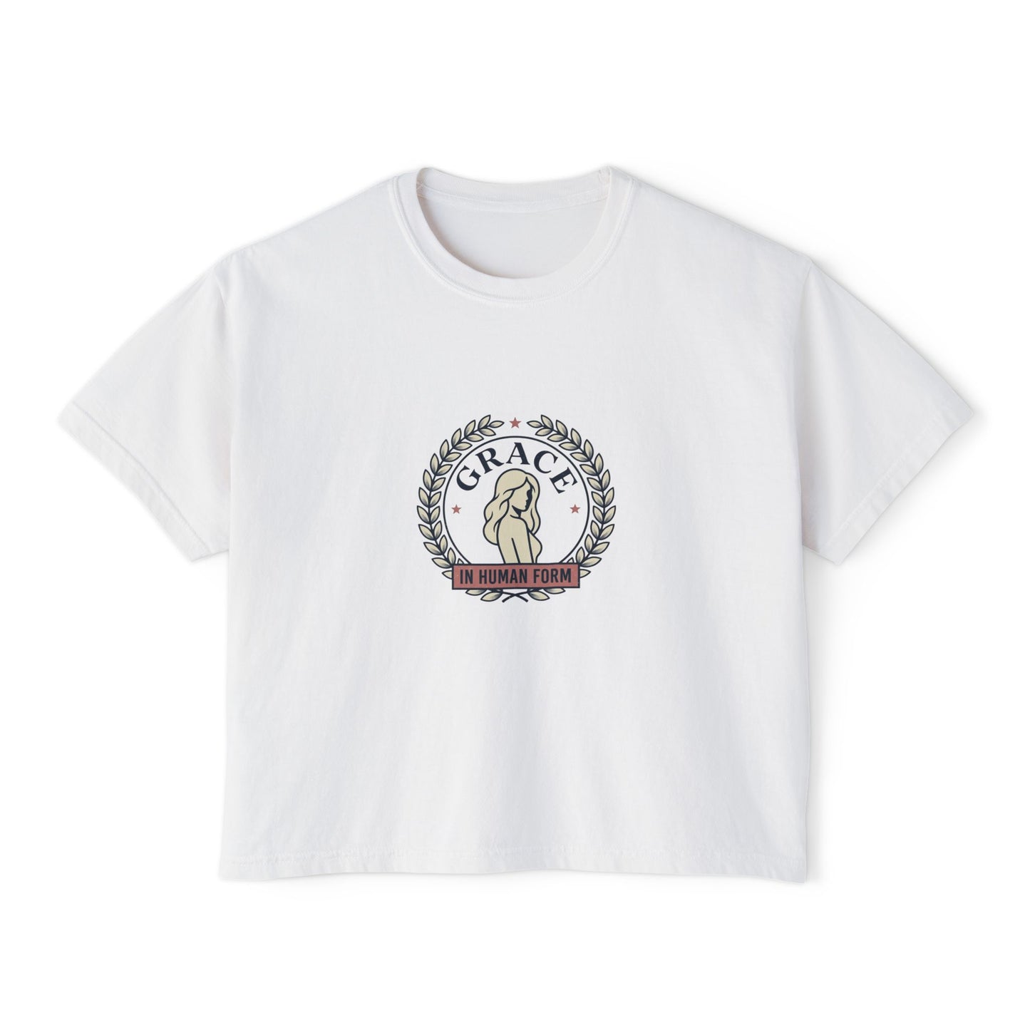 Grace Floral Boxy Tee — "Grace Is Human Form" Graphic