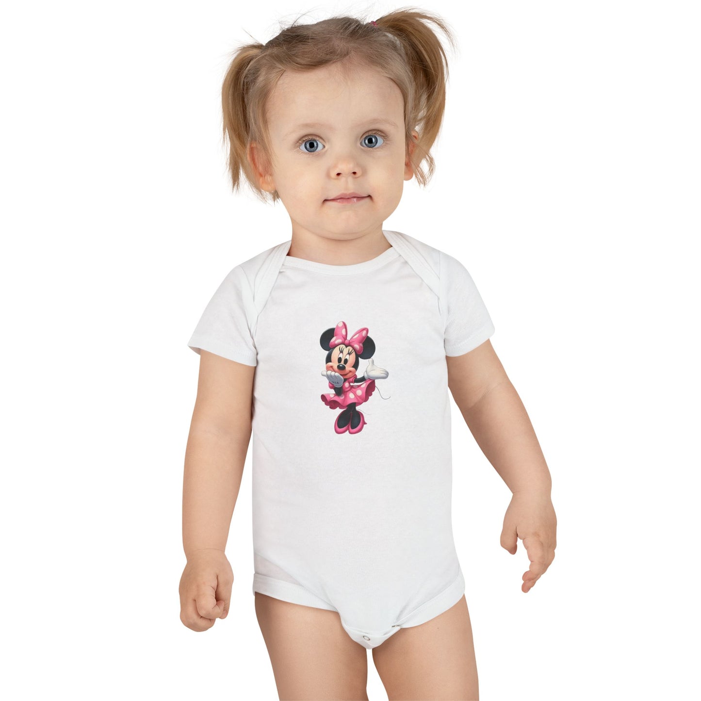 Minnie Mouse Pink Bow Baby Onesie — Cute Disney Character Infant Bodysuit