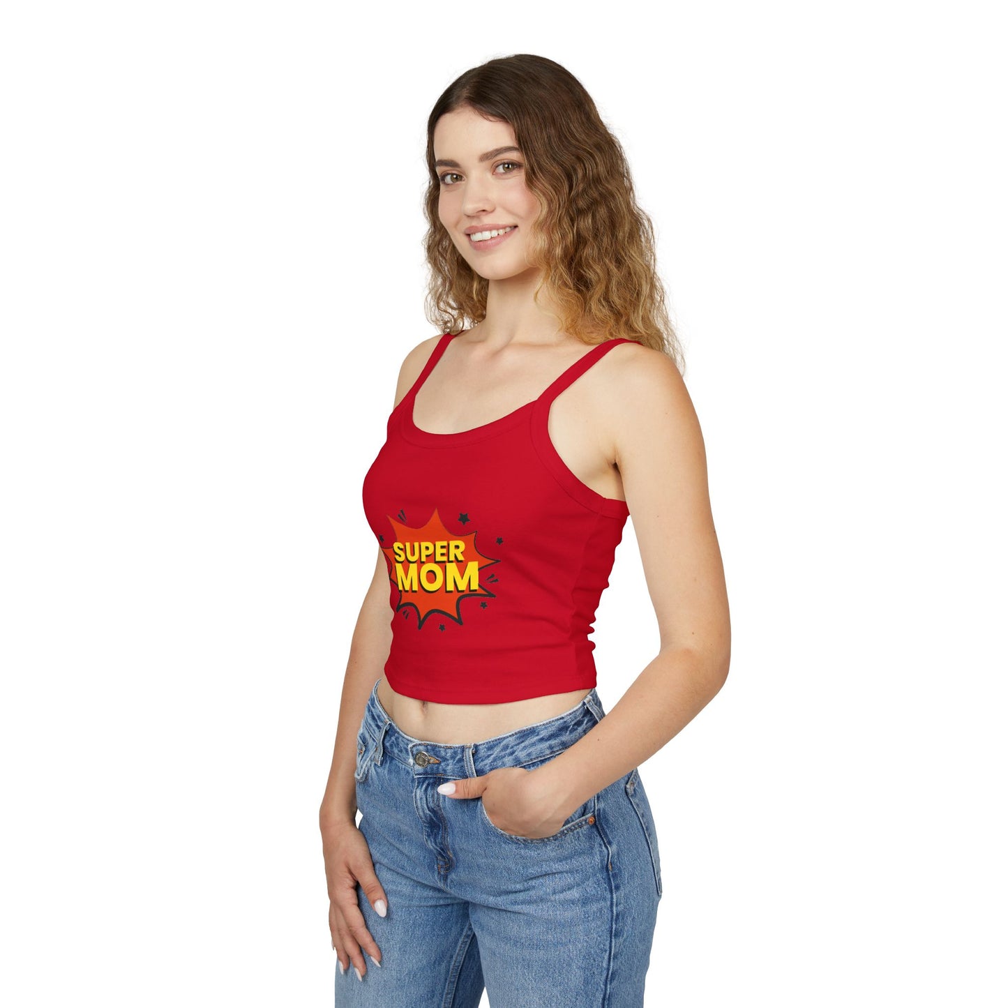 Super Mom Spaghetti Strap Tank Top – Comic-Style Mother's Day Gift