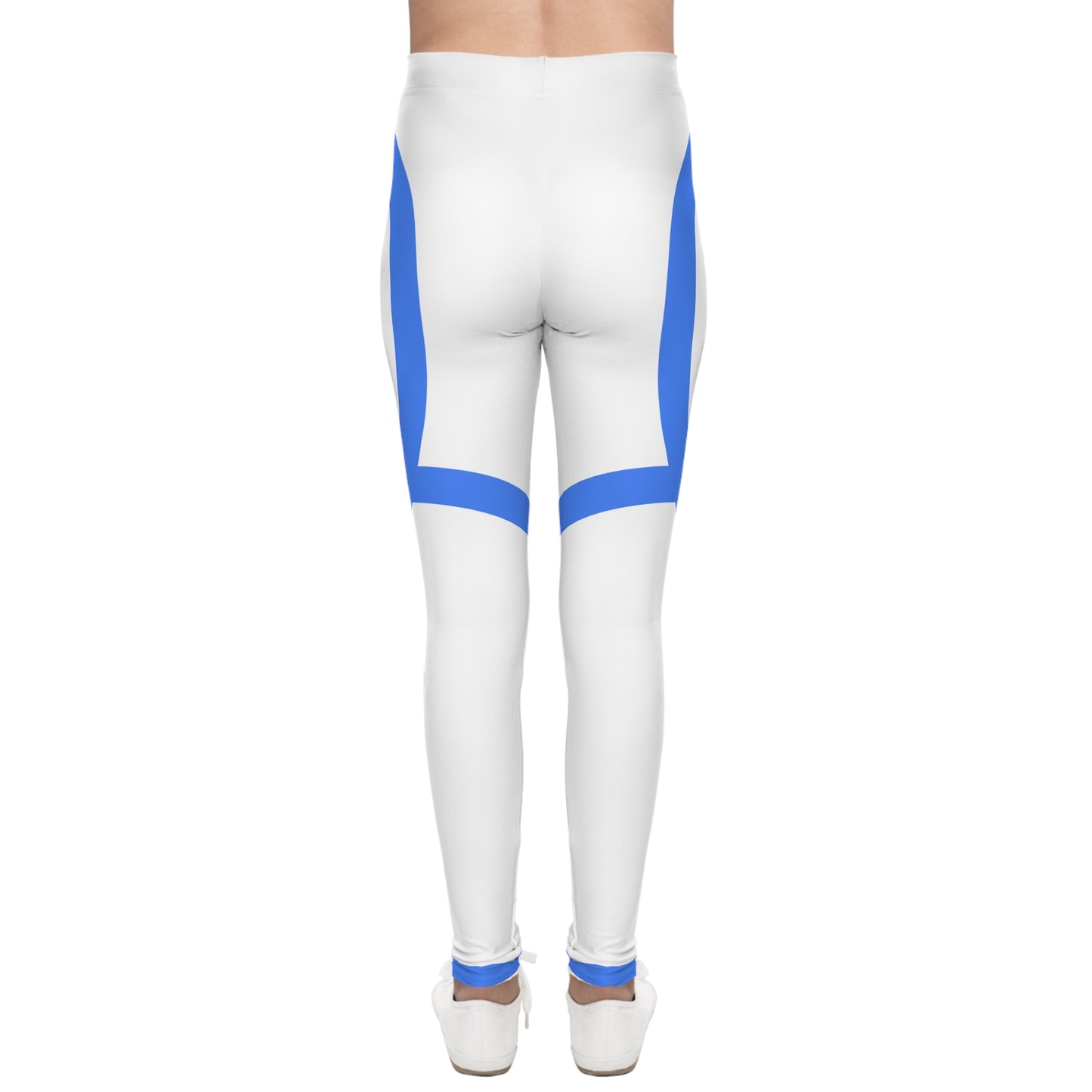 Minimal Blue Arc Pattern Youth Leggings — All-Over Print
