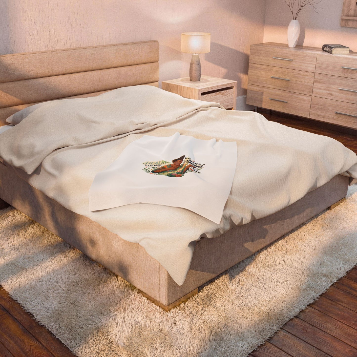 Velveteen Plush Blanket — "Healing Looks Good on Me" Cozy Afrocentric Comfort Throw