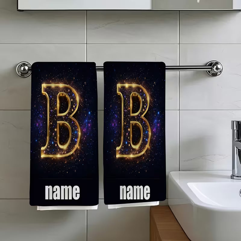 Personalized Galaxy Towel Set | Custom Name Space-Themed Travel Towels (2pcs)