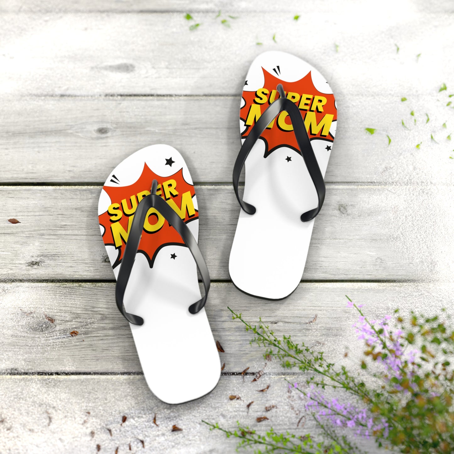 Super Mom Flip Flops — Comic Pop Art Mother's Day Beach Sandals