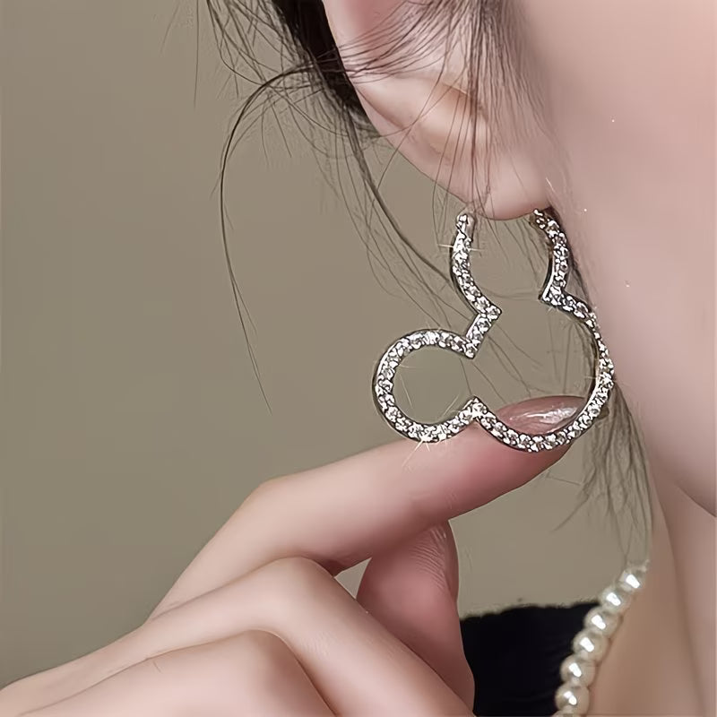 Sparkle Bunny™ Rhinestone Stud Earrings | Cartoon Hollow-Out Rabbit Earrings