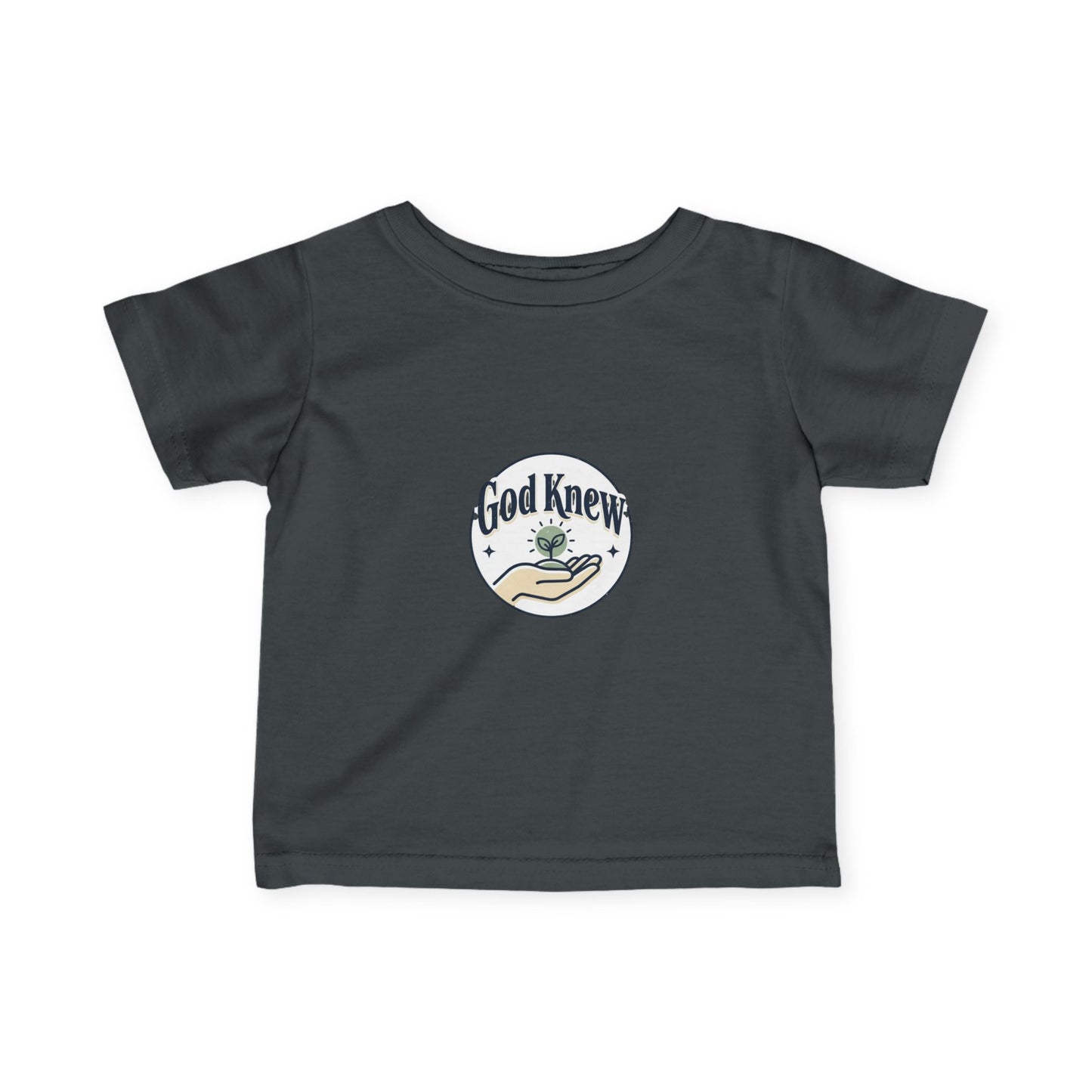 Infant Tee — "God Knew" Hand & Seedling Baby Shirt (Christian Newborn Gift)