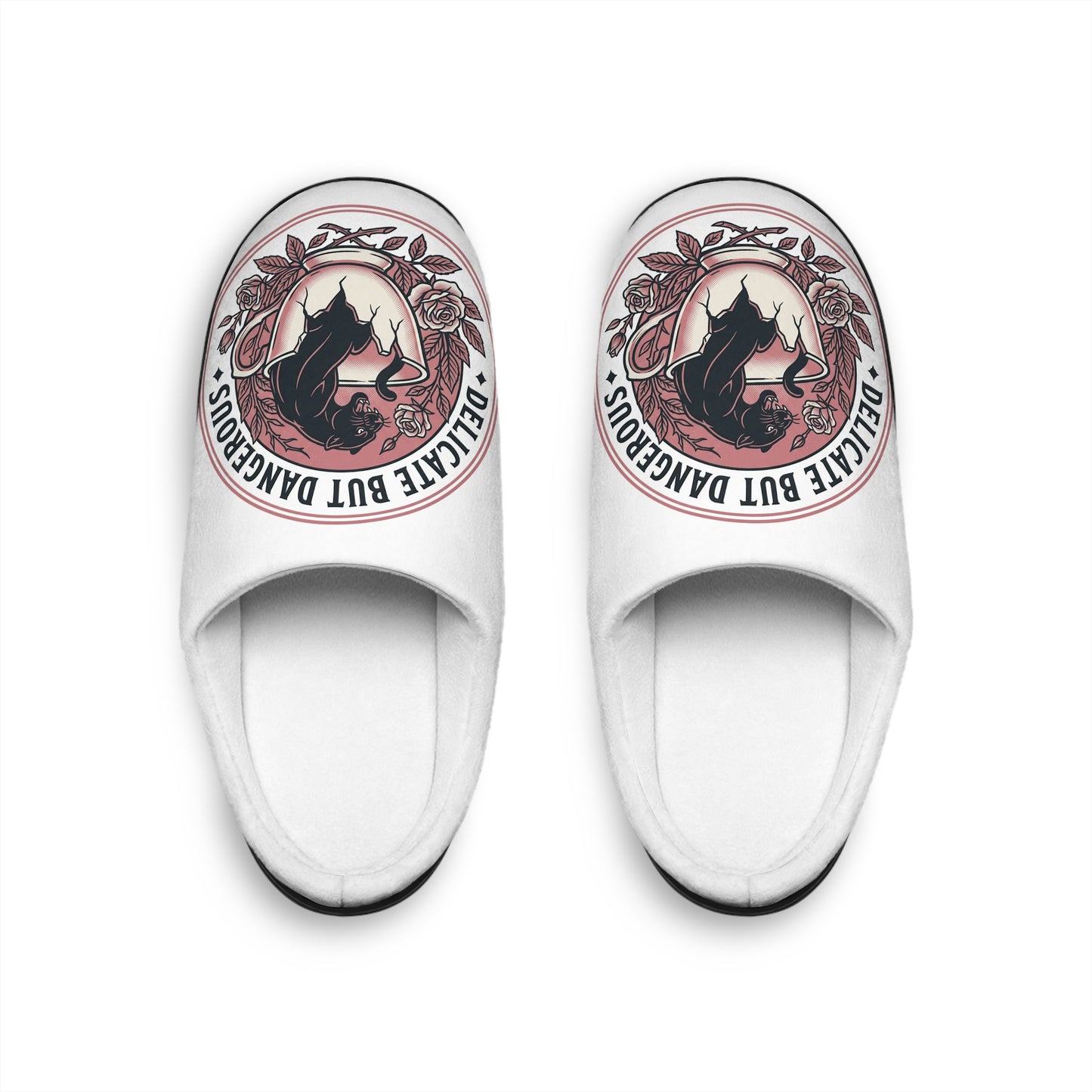 Women's 'Delicate But Dangerous' Unicorn Indoor Slippers — Cozy Floral Graphic