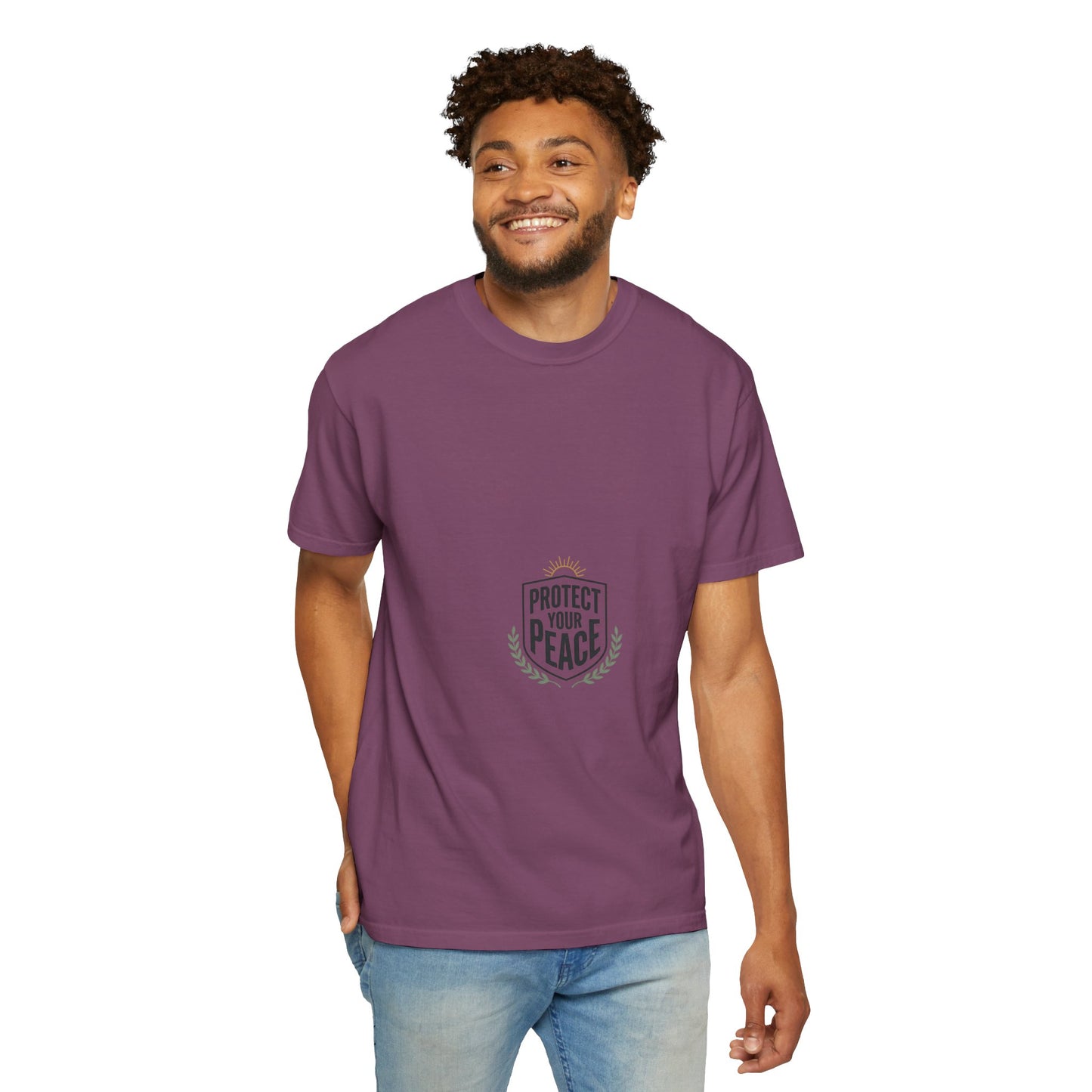 Protect Your Peace T-Shirt — Minimal Shield Graphic, Inspirational Casual Tee