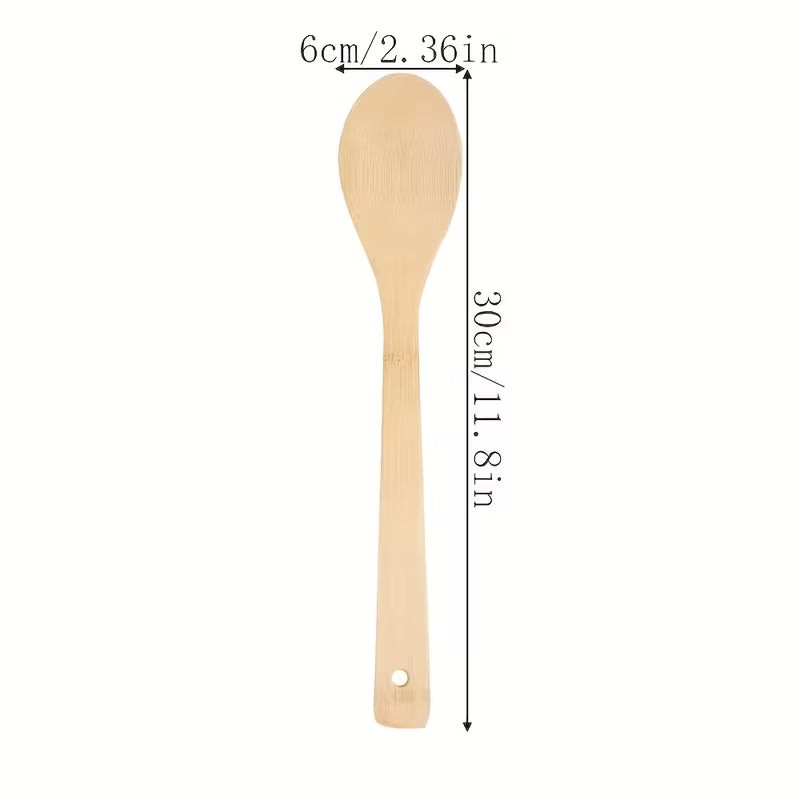 Personalized Bamboo Cooking Spoon Set | Custom Engraved Wooden Kitchen Utensils (2pcs)