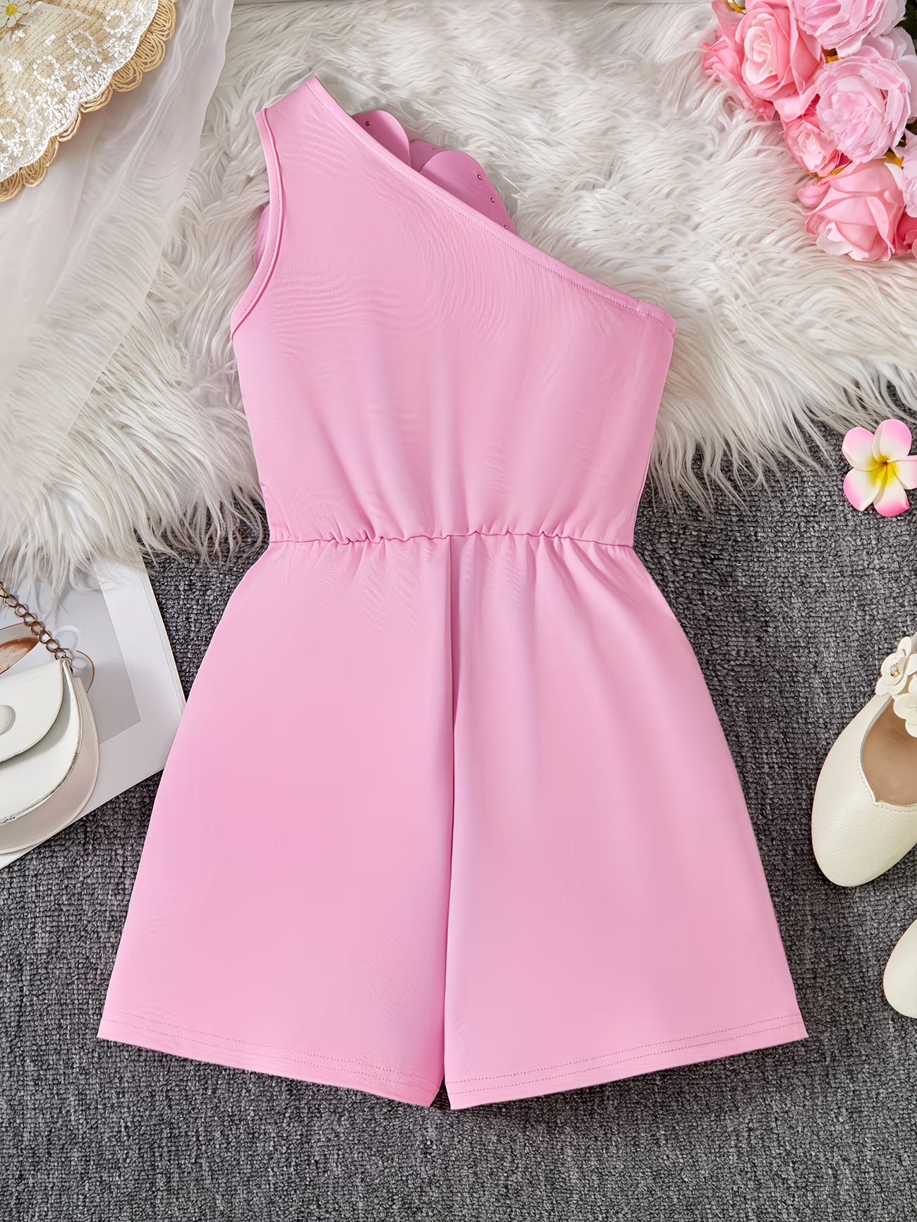 Girls’ 3D Floral Jumpsuit | Elegant Summer Party Outfit