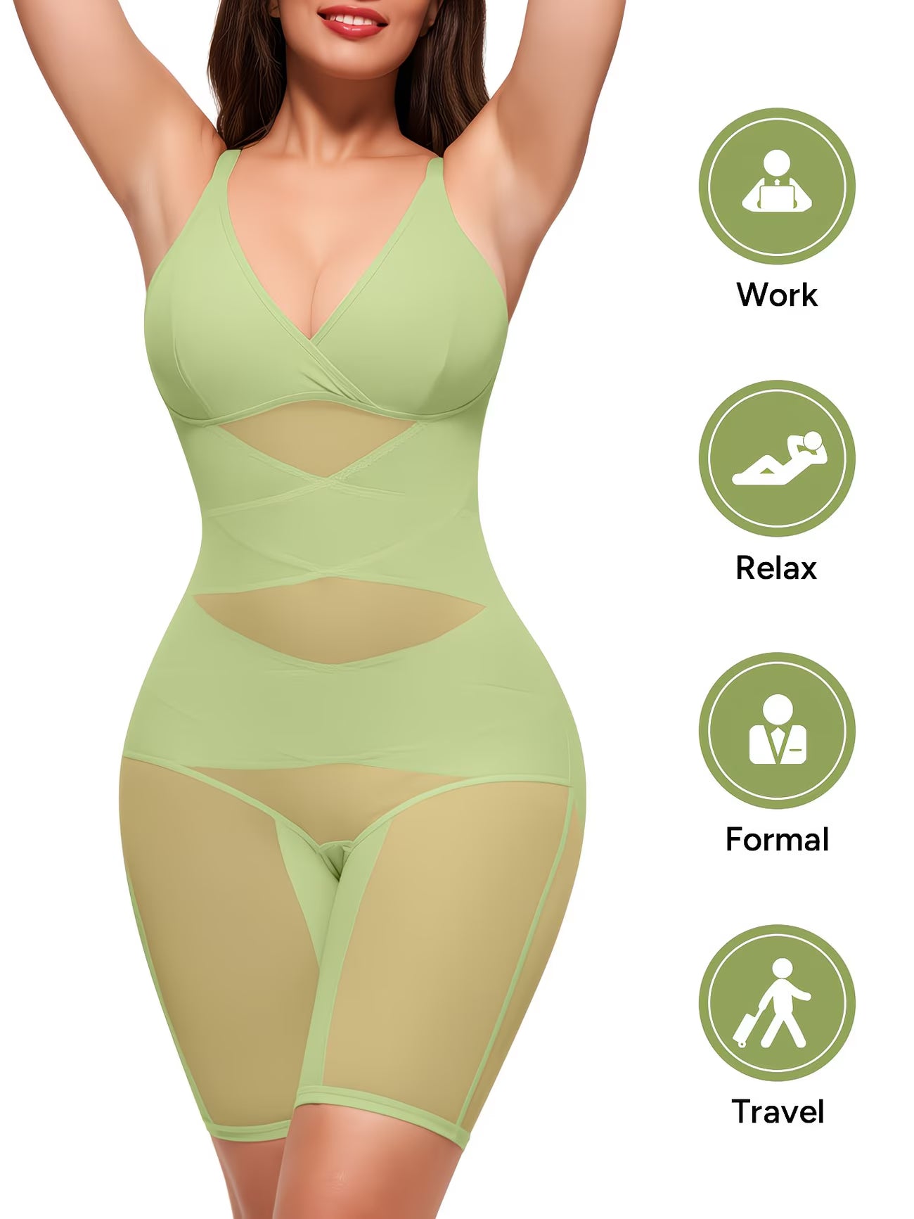 ActiveCurve™ V-Neck Yoga Shapewear Bodysuit | Built-In Bra Tummy Control Butt Lift Sports Faja