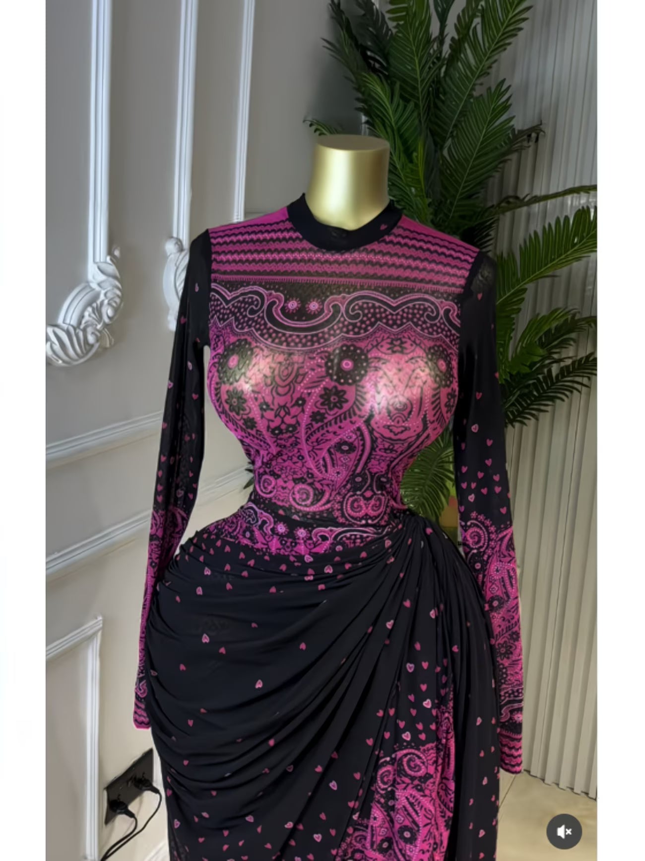 PaisleyMuse™ Ruched Waist Maxi Dress | Paisley Print Long Sleeve Wrap Dress for Women