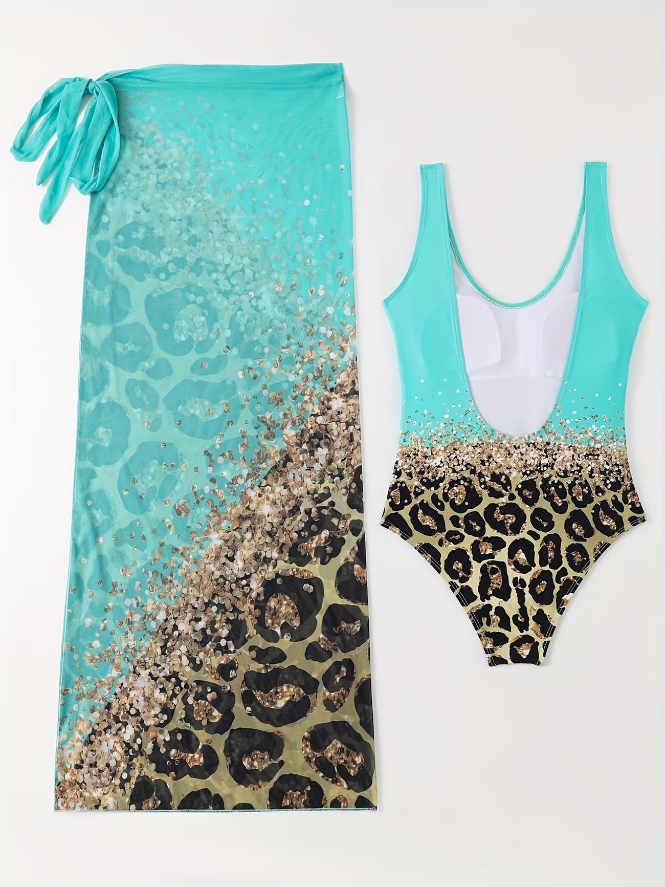 Emerald Wild Luxe Leopard Swimsuit & Wrap Skirt Set (Limited Edition)