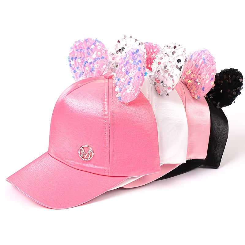 Big Ears Cartoon Sunshade Baseball Cap | Cute M Letter Adjustable Hat