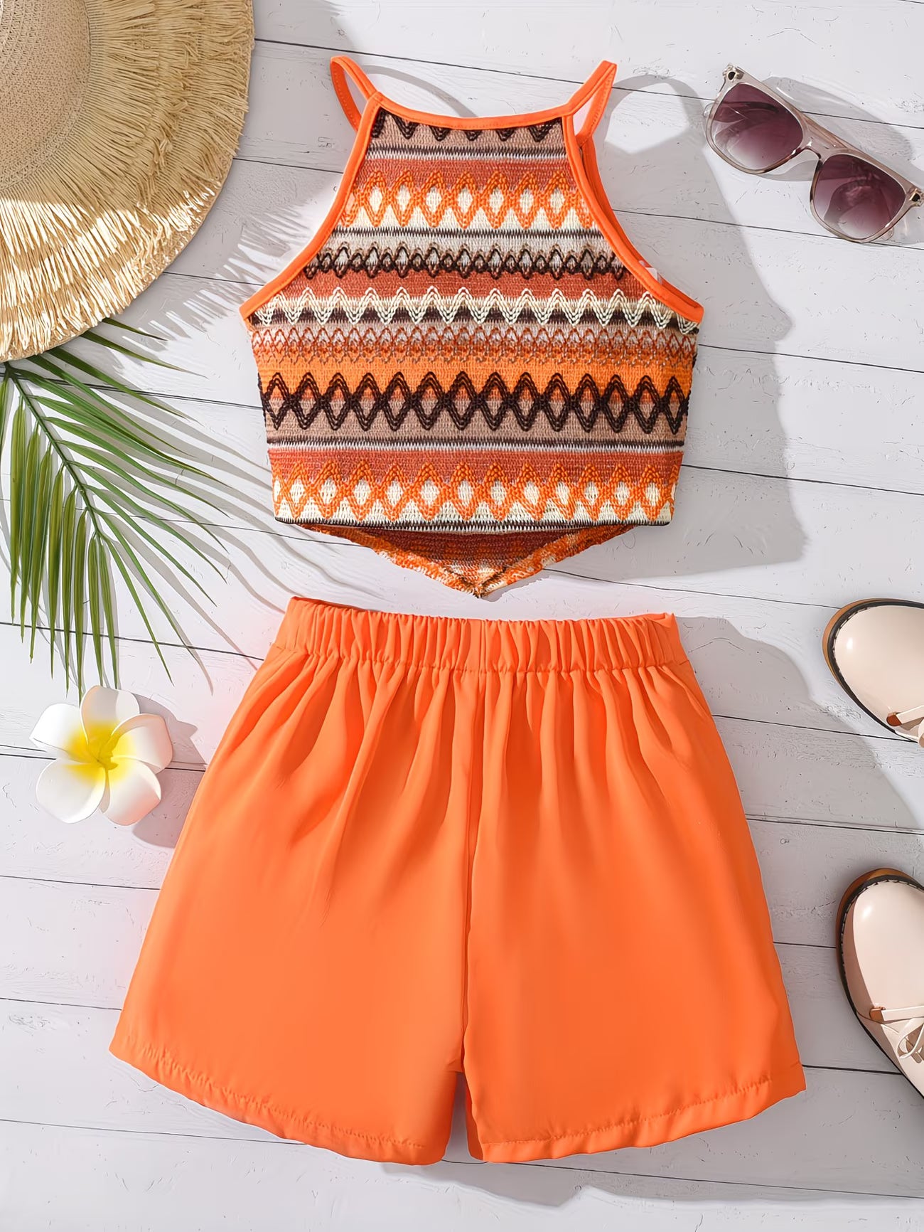 Tropical Breeze™ 2-Piece Summer Set | Asymmetrical Cami & Cargo Shorts Outfit for Women