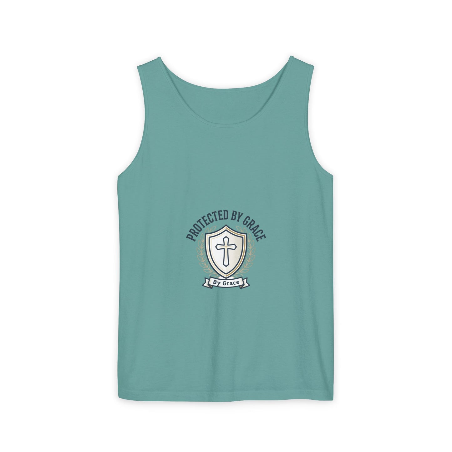 Protected by Grace Cross Tank Top — Christian Faith Graphic