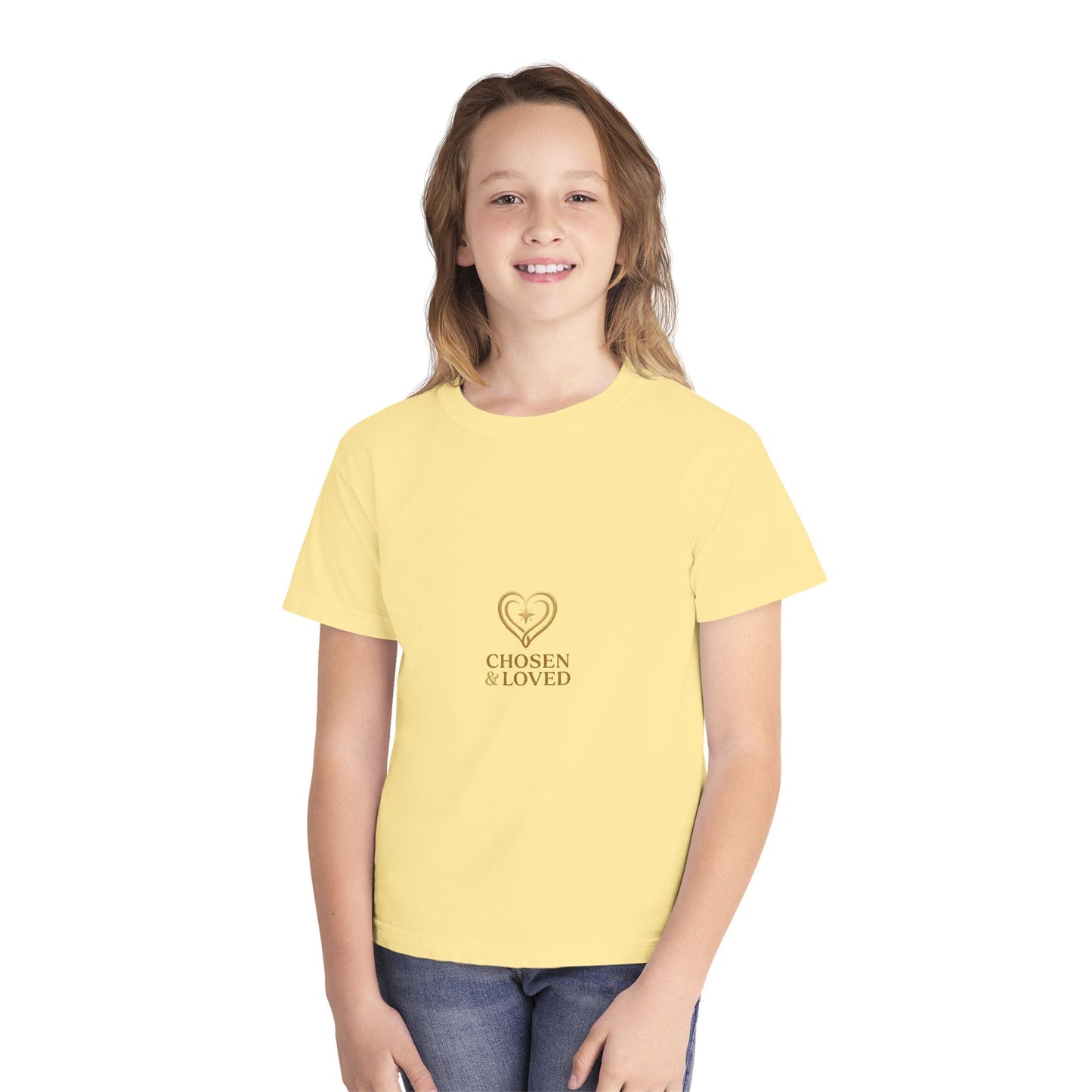 Youth Tee - "Chosen & Loved" Heart Design (Christian Inspirational)