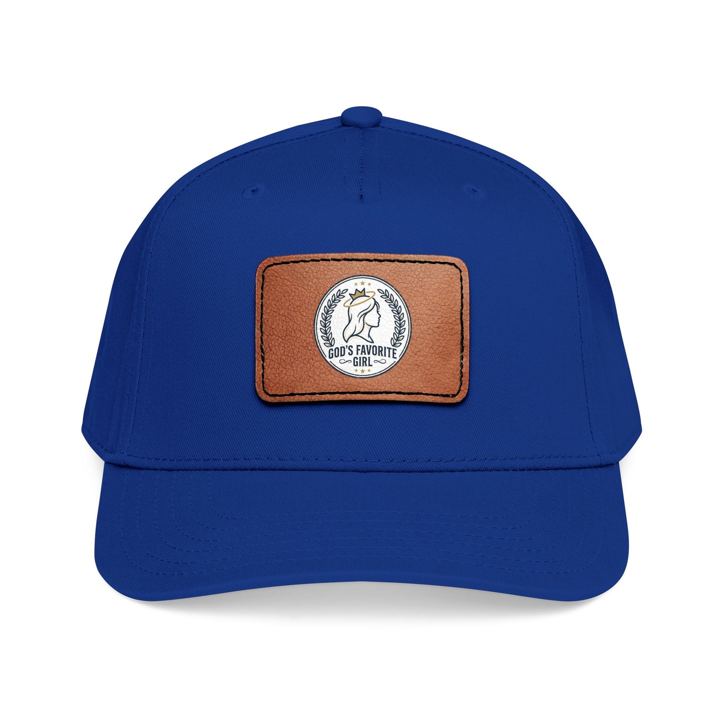 Leather Patch Baseball Cap — “God’s Favorite Girl” Vintage Logo