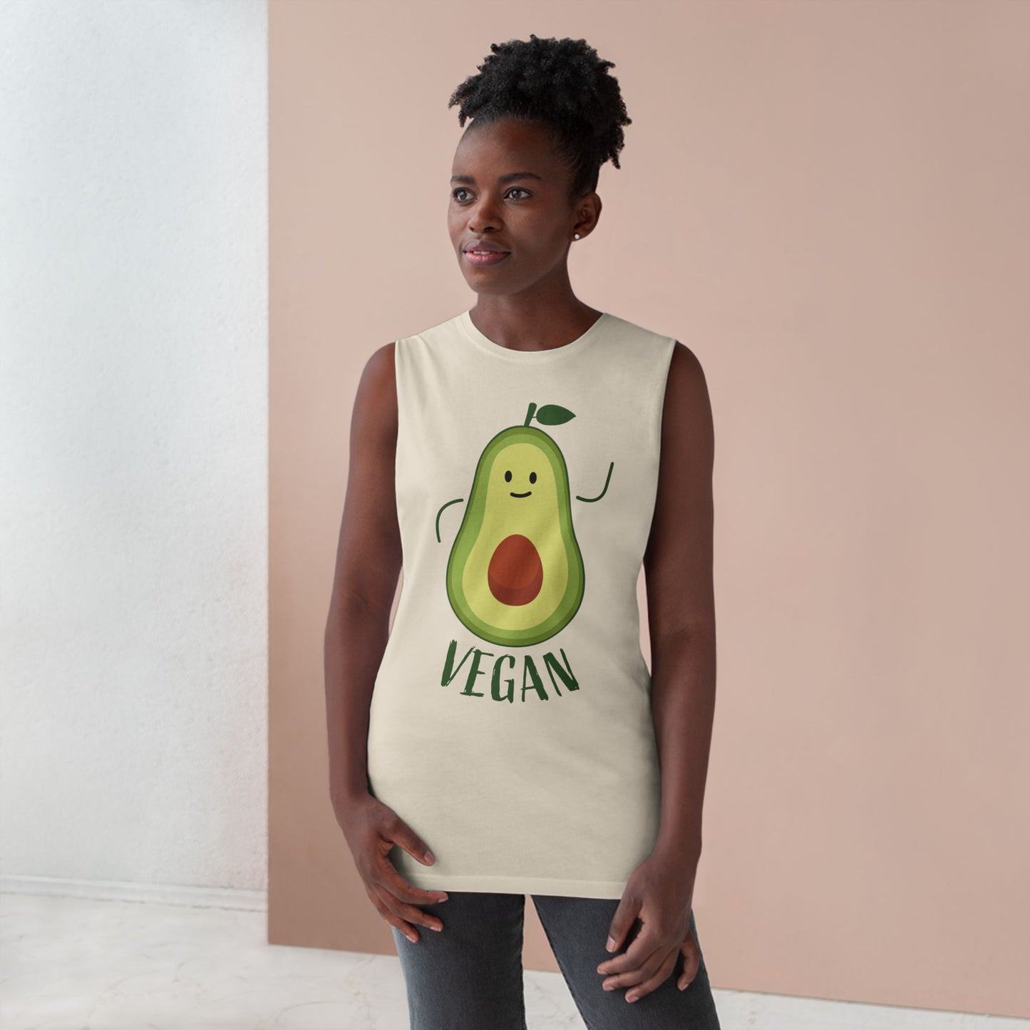 Vegan Avocado Tank Top — Cute Smiling Avocado Graphic Sleeveless Shirt