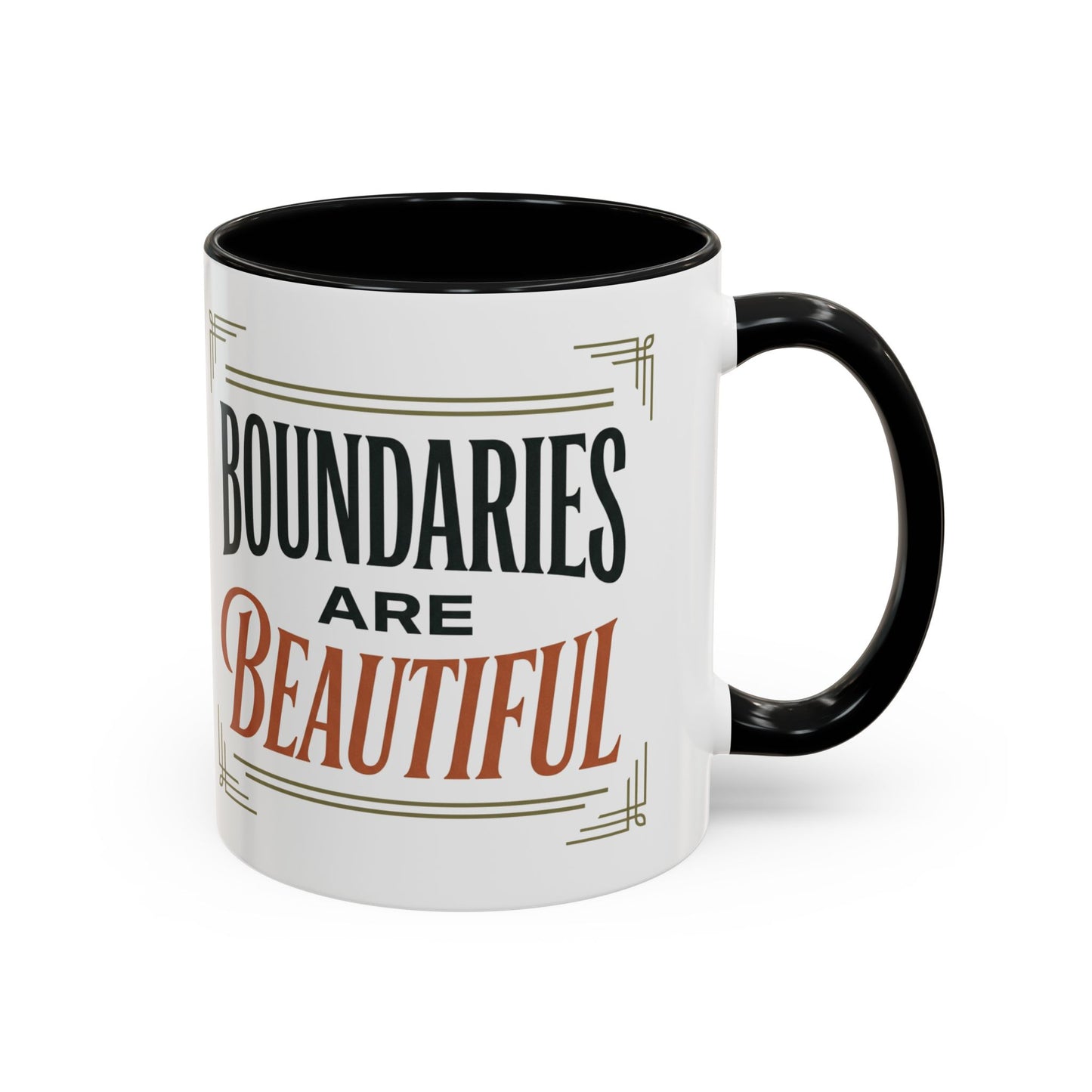 Boundaries Are Beautiful Accent Coffee Mug — Inspirational Self-Care Coffee Cup (11/15oz)