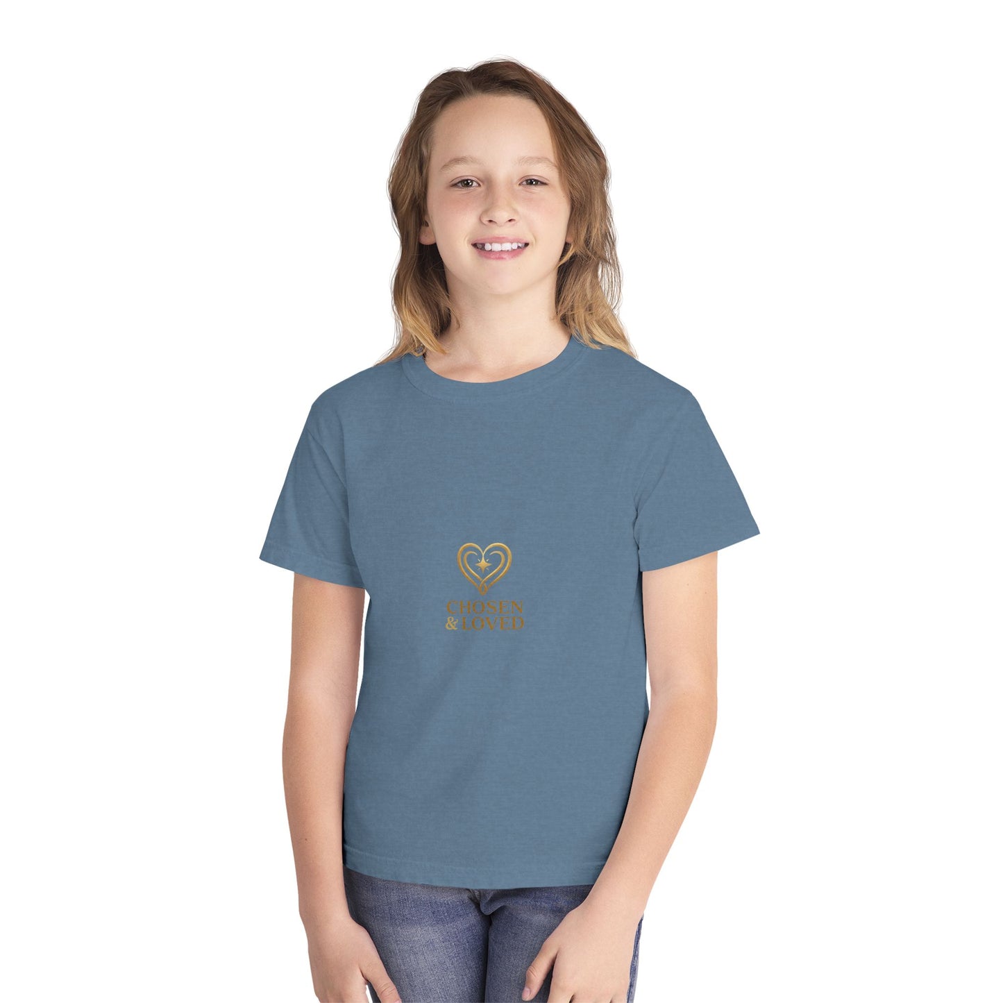 Youth Tee - "Chosen & Loved" Heart Design (Christian Inspirational)