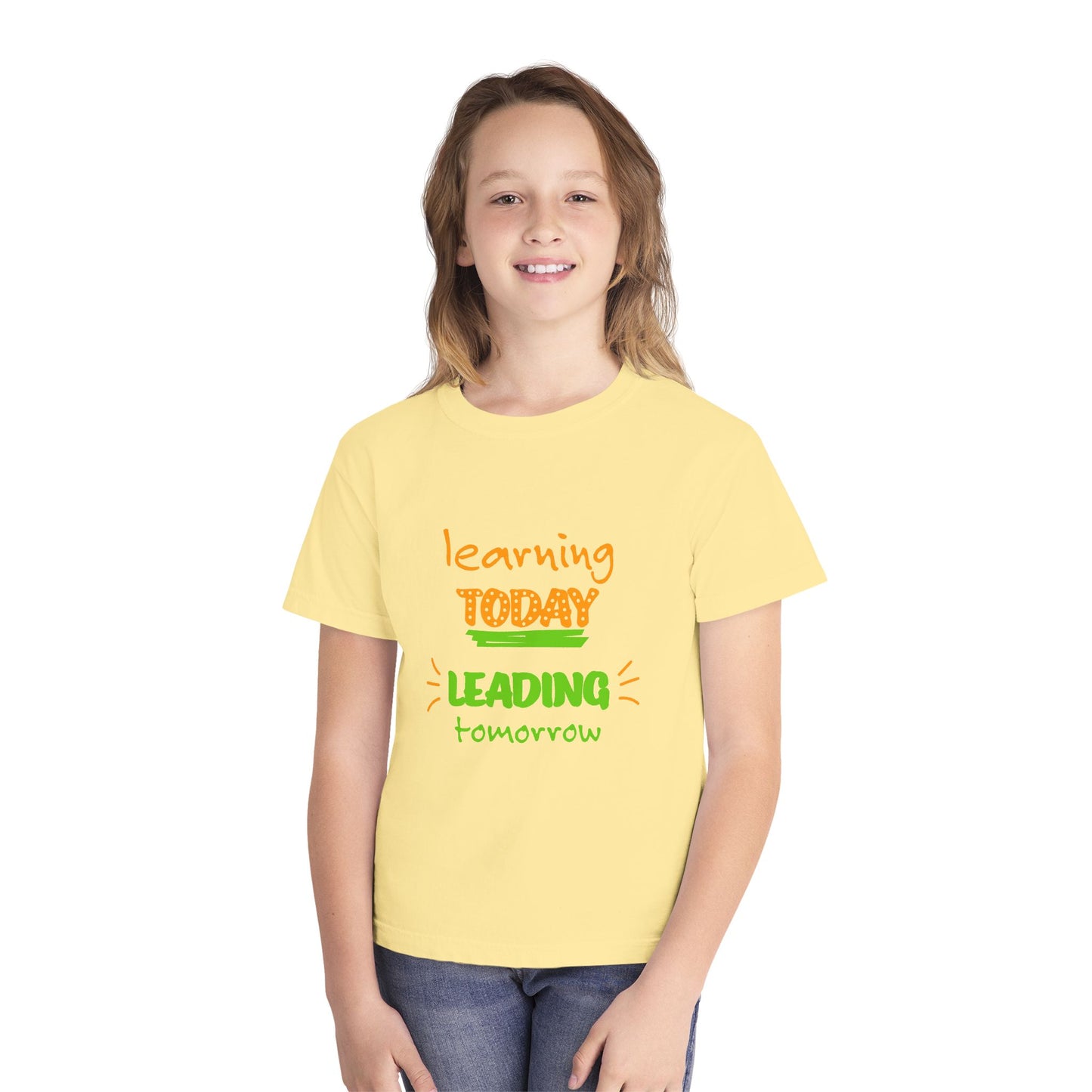 Youth Tee — "Learning Today, Leading Tomorrow" Inspirational School Shirt