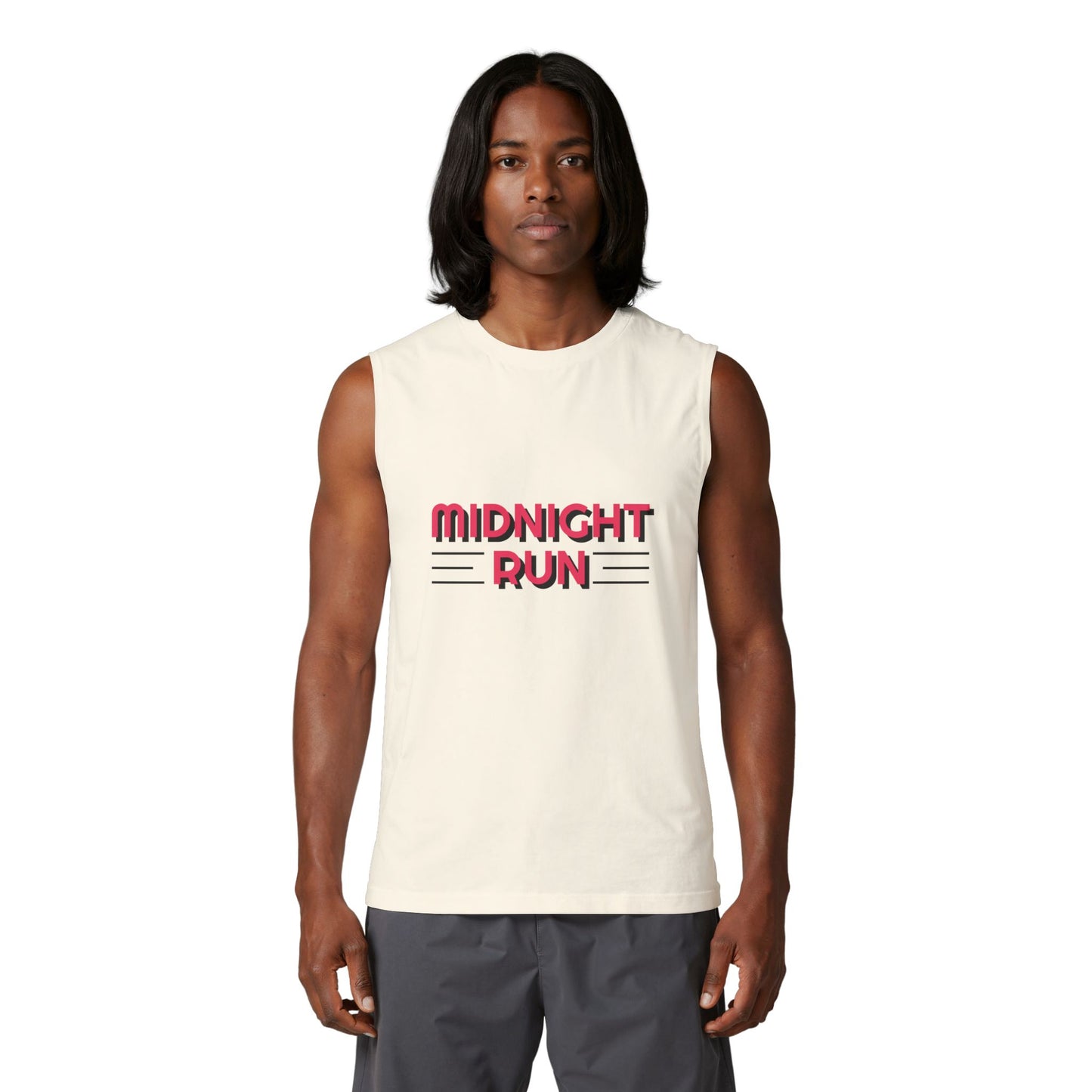 Midnight Run Muscle Tank — Retro Neon Running Tank Top