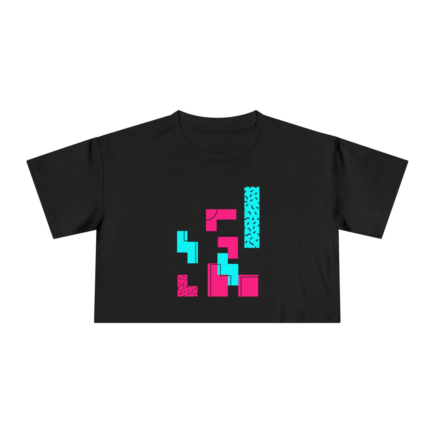 Retro Geometric Crop Tee — 80s Memphis Pattern Women's Top