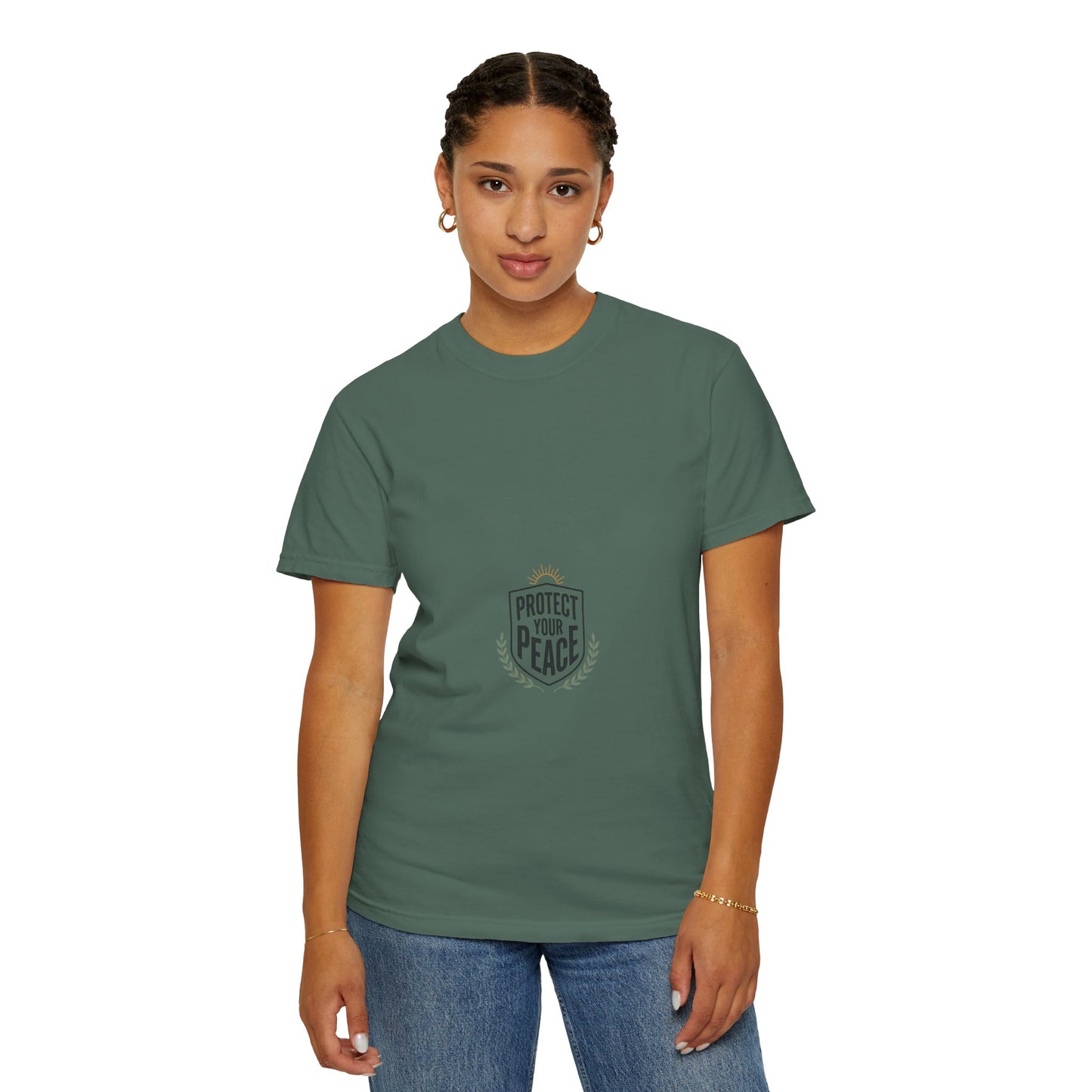 Protect Your Peace T-Shirt — Minimal Shield Graphic, Inspirational Casual Tee