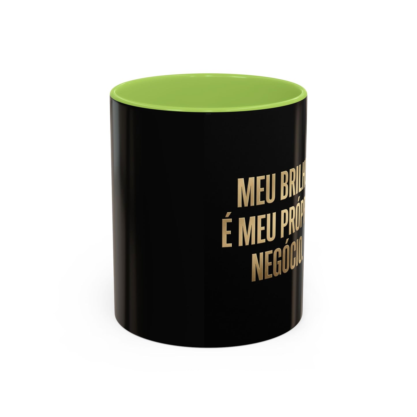 Caneca de café - Caneca inspiradora com detalhes pretos "Meu Brilho É Meu Próprio Negócio" (11/15 onças)