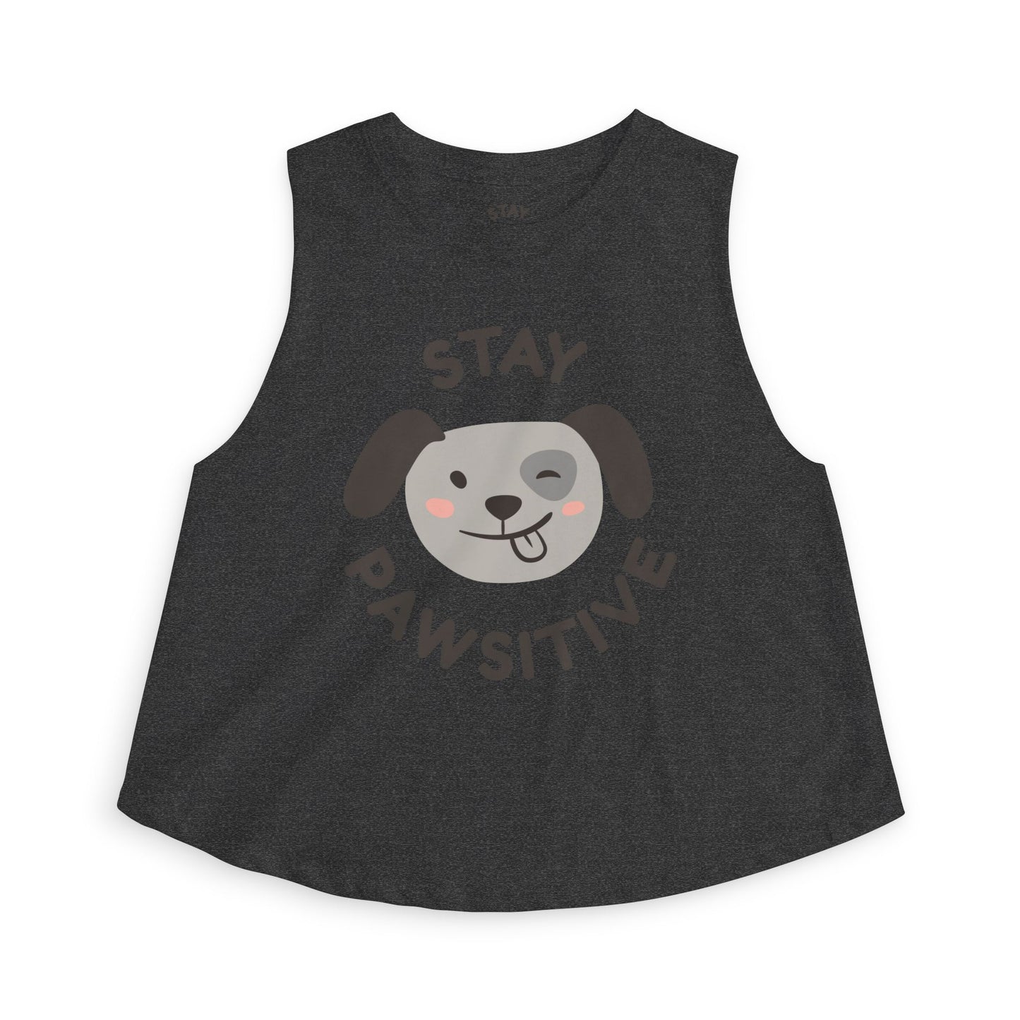 Stay Pawsitive Crop Top — Cute Dog Graphic Women's Tank