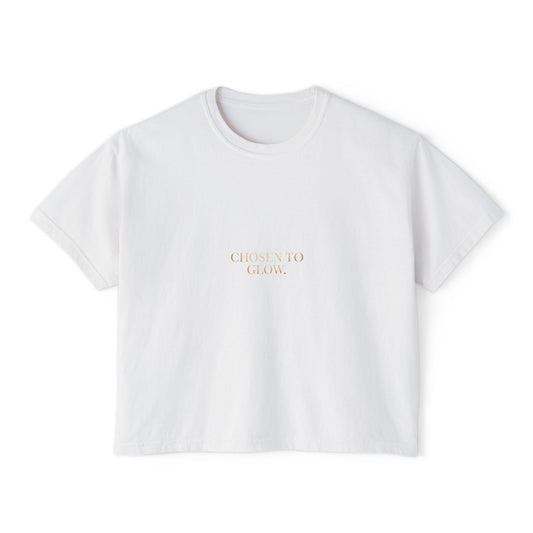Minimalist Women's Boxy Tee — 'Carefree & Calm' Embroidered Crop T-Shirt