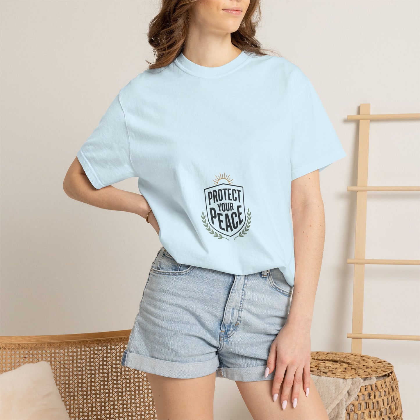 Protect Your Peace T-Shirt — Minimal Shield Graphic, Inspirational Casual Tee