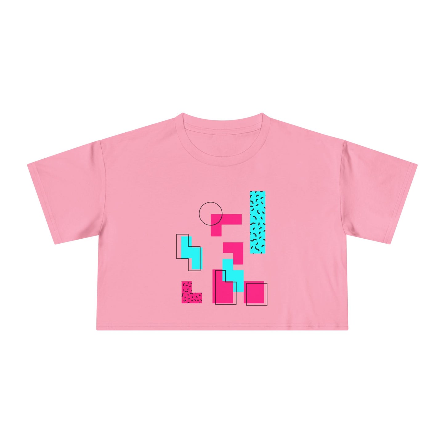 Retro Geometric Crop Tee — 80s Memphis Pattern Women's Top