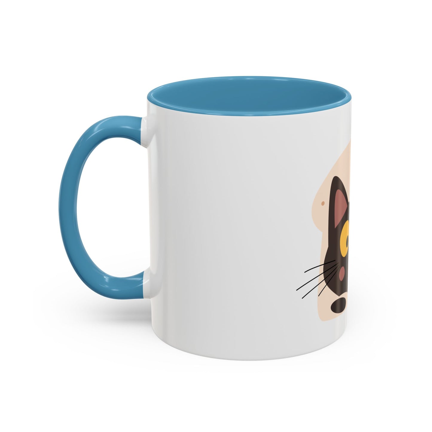 Cat in Toast Accent Coffee Mug – Cute Black Cat Breakfast Mug (11/15oz)