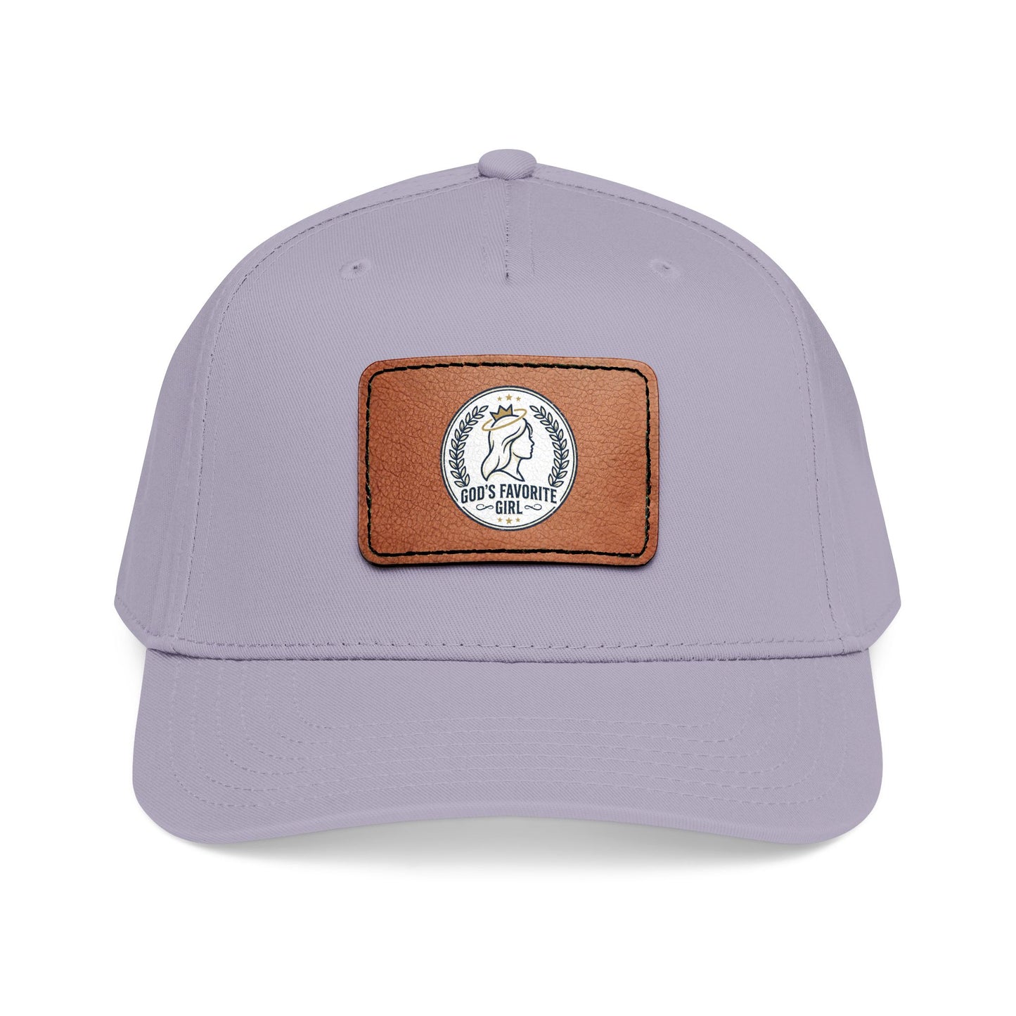 Leather Patch Baseball Cap — “God’s Favorite Girl” Vintage Logo