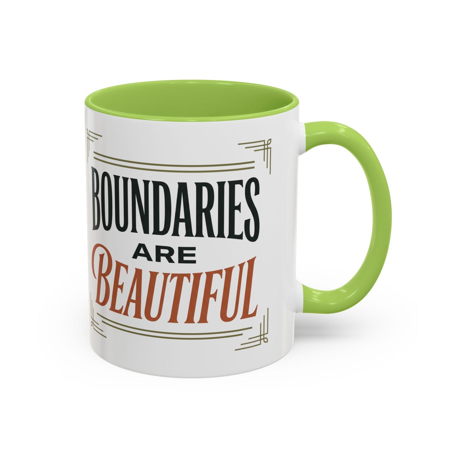 Boundaries Are Beautiful Accent Coffee Mug — Inspirational Self-Care Coffee Cup (11/15oz)