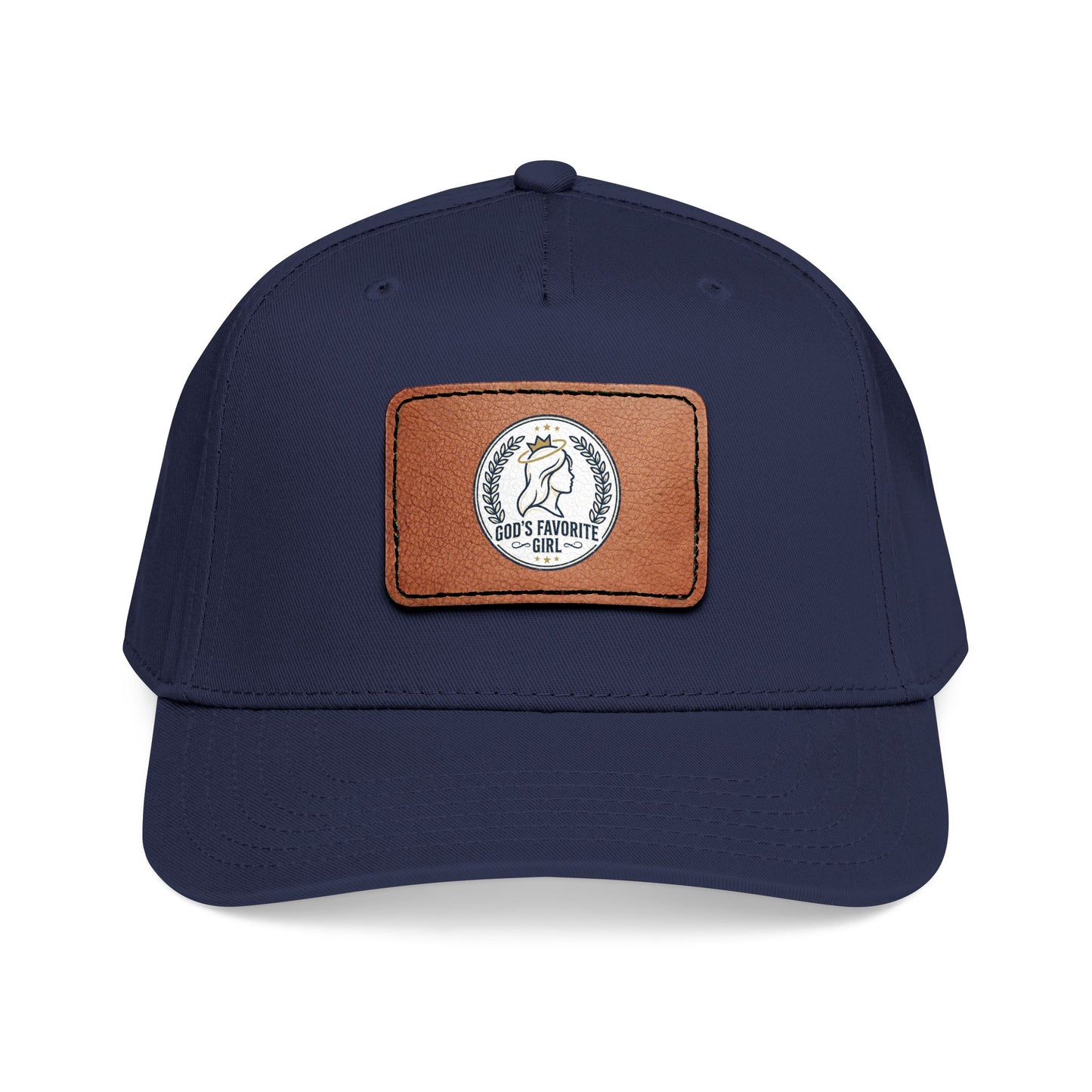 Leather Patch Baseball Cap — “God’s Favorite Girl” Vintage Logo