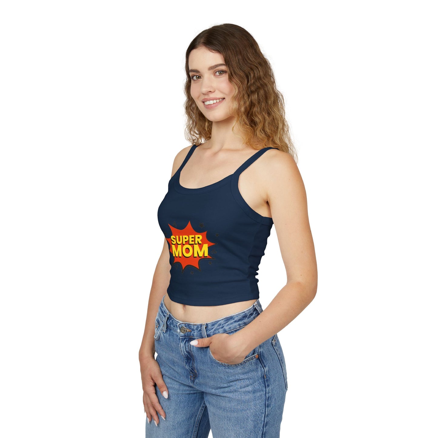 Super Mom Spaghetti Strap Tank Top – Comic-Style Mother's Day Gift