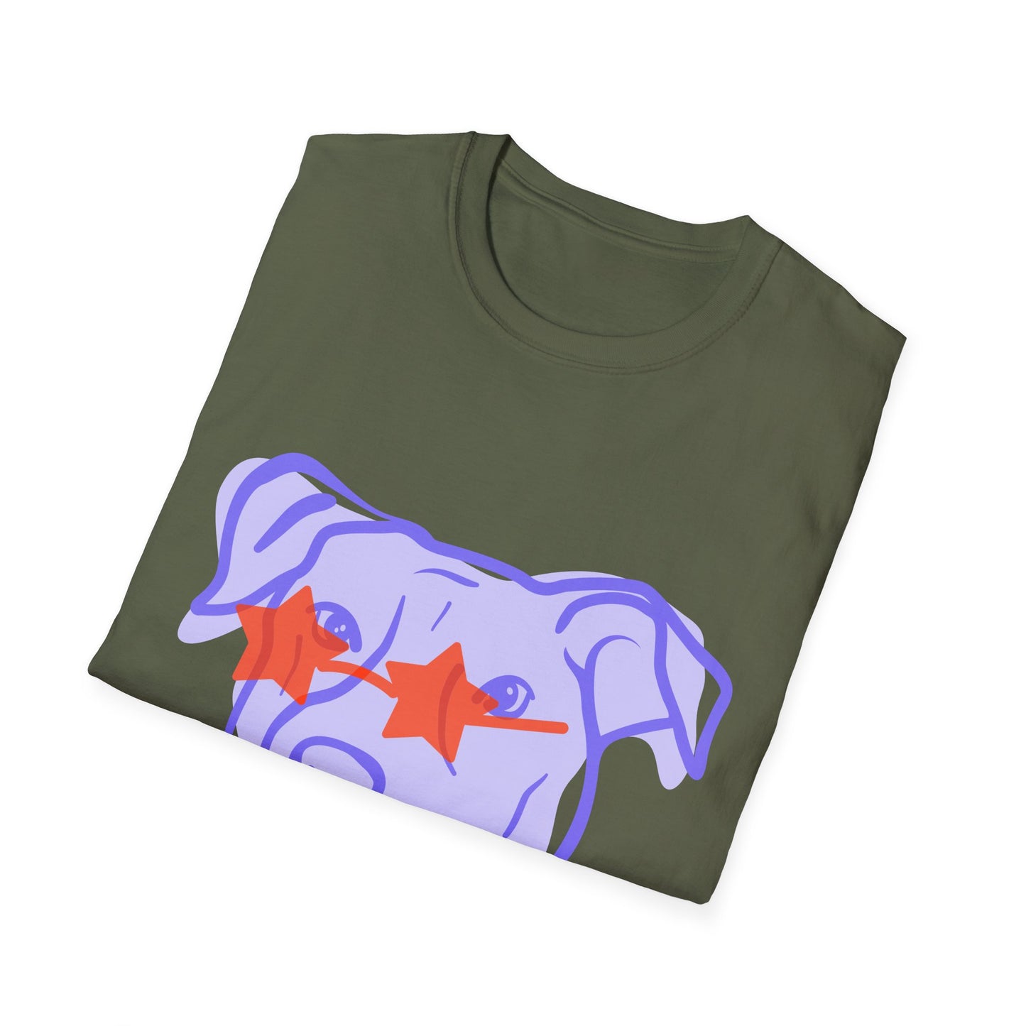 Dog Face T-Shirt — Playful Purple Pup with Star Sunglasses Graphic