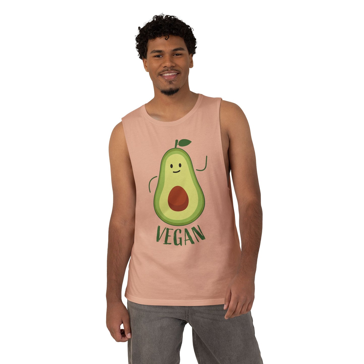 Vegan Avocado Tank Top — Cute Smiling Avocado Graphic Sleeveless Shirt