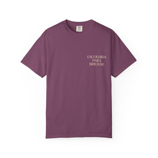 T-shirt tingida em peça "Escolhida Para Brilhar"