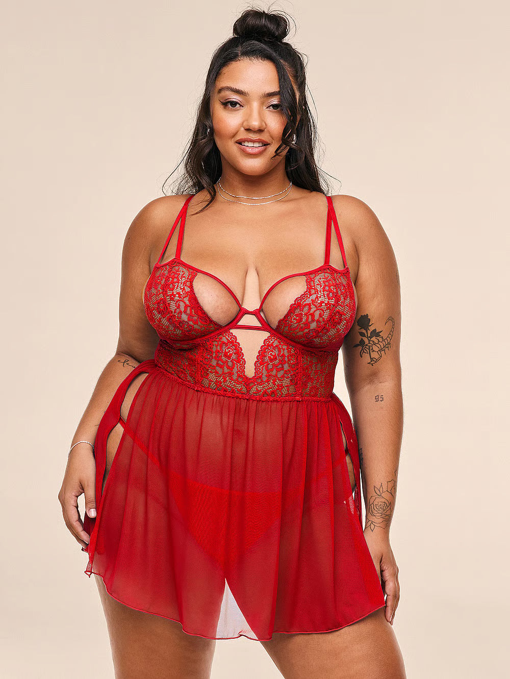 Adore Me Rae Babydoll | Lace & Mesh Babydoll Lingerie for Women