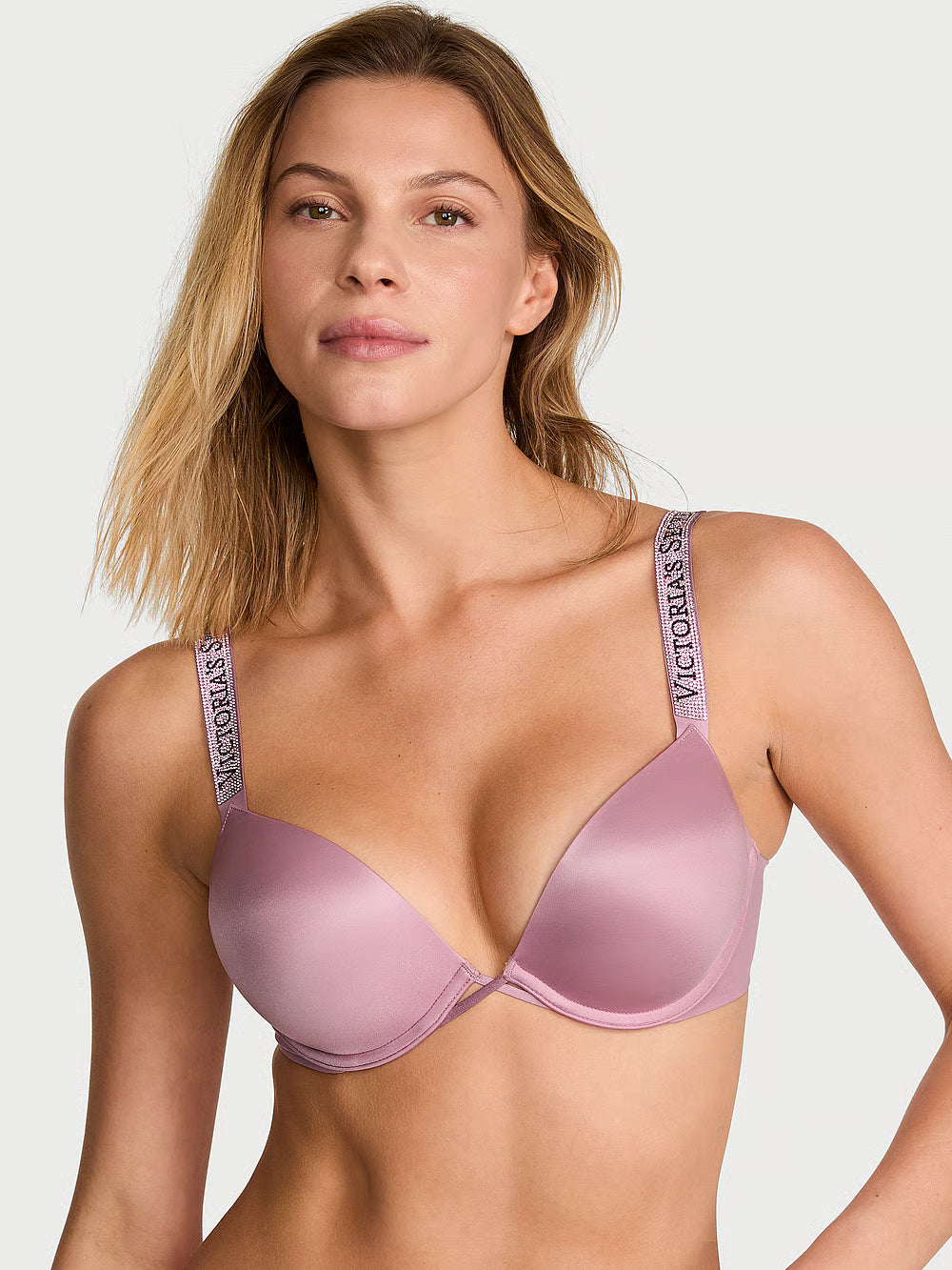 Victoria's Secret Bombshell Logo Shine Strap Add-2-Cups Push-Up Bra