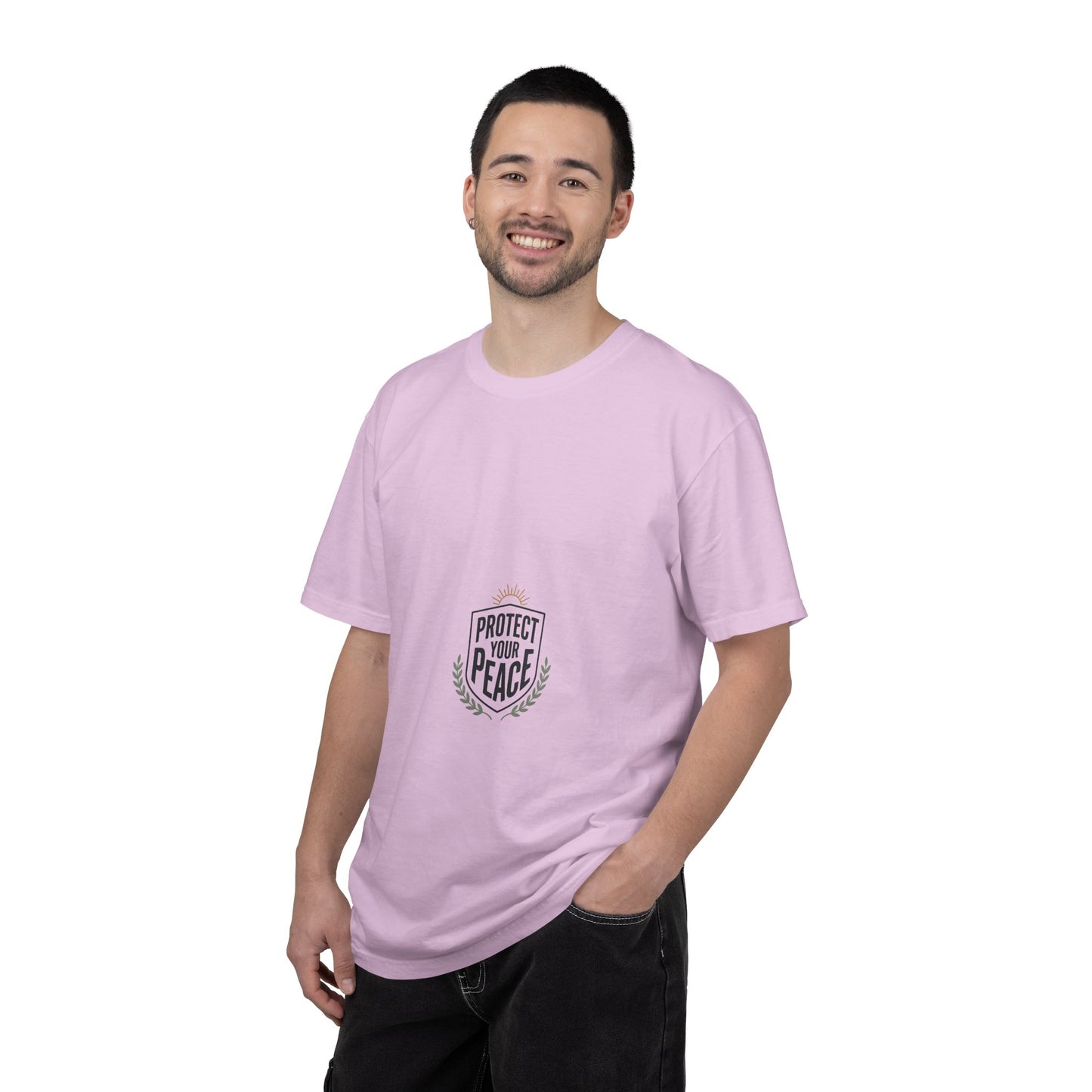 Protect Your Peace T-Shirt — Minimal Shield Graphic, Inspirational Casual Tee