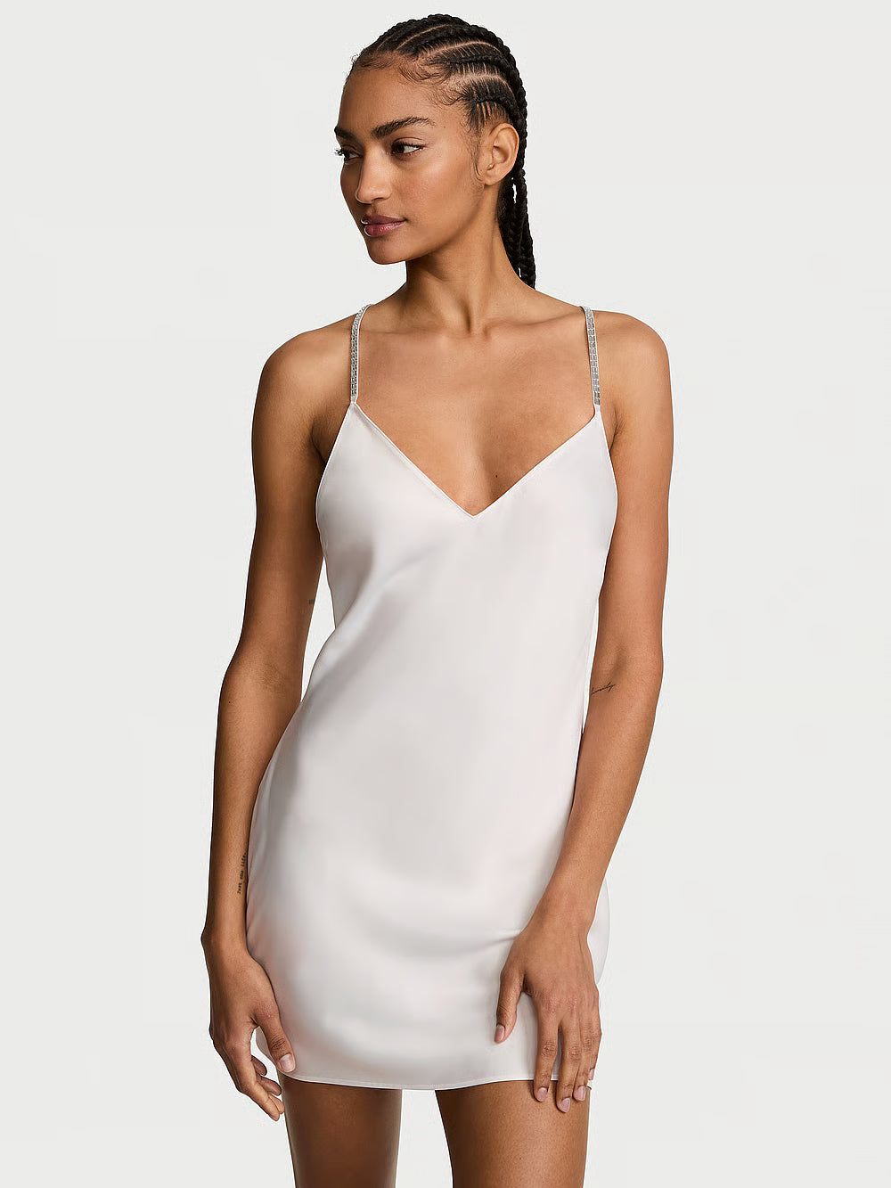 Victoria's Secret Very Sexy Crystal Bow Satin Mini Slip | Luxe Satin Nightdress for Women