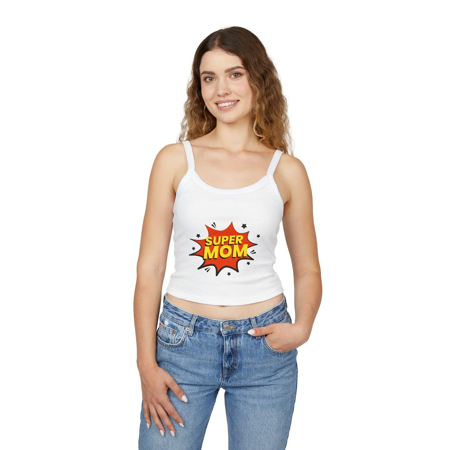 Super Mom Spaghetti Strap Tank Top – Comic-Style Mother's Day Gift