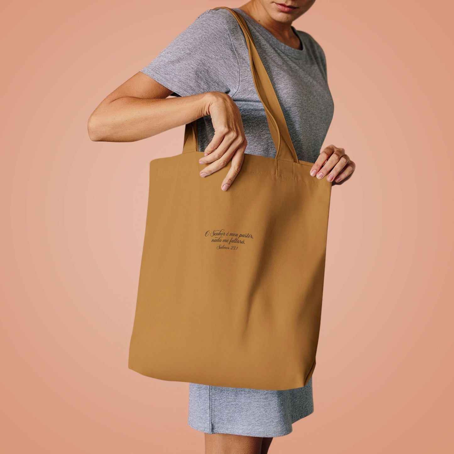 Bolsa Tote de Algodão Preto — “O Senhor é o Meu Pastor” | Salmos 23:1
