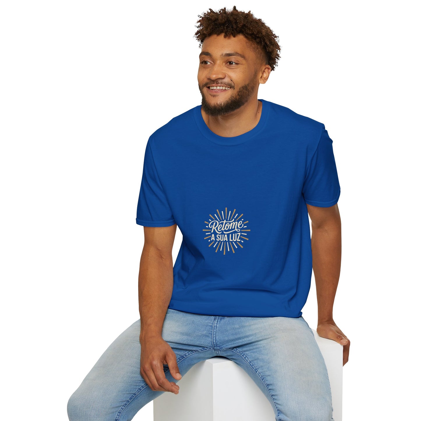 Camiseta — "Retome a sua luz" (Estampa Sunburst)
